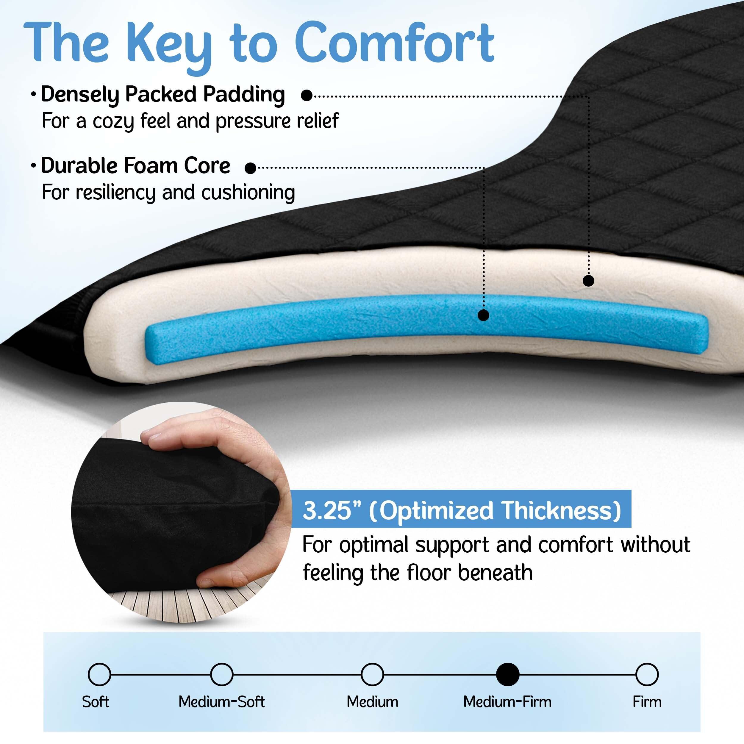 Native Nest Native Nest Japanese Futon Floor Mattress - Medium Firm Futon Mattress for Sleeping - Shikibuton - Foldable and Portable Japanese Bed (Black, Twin)