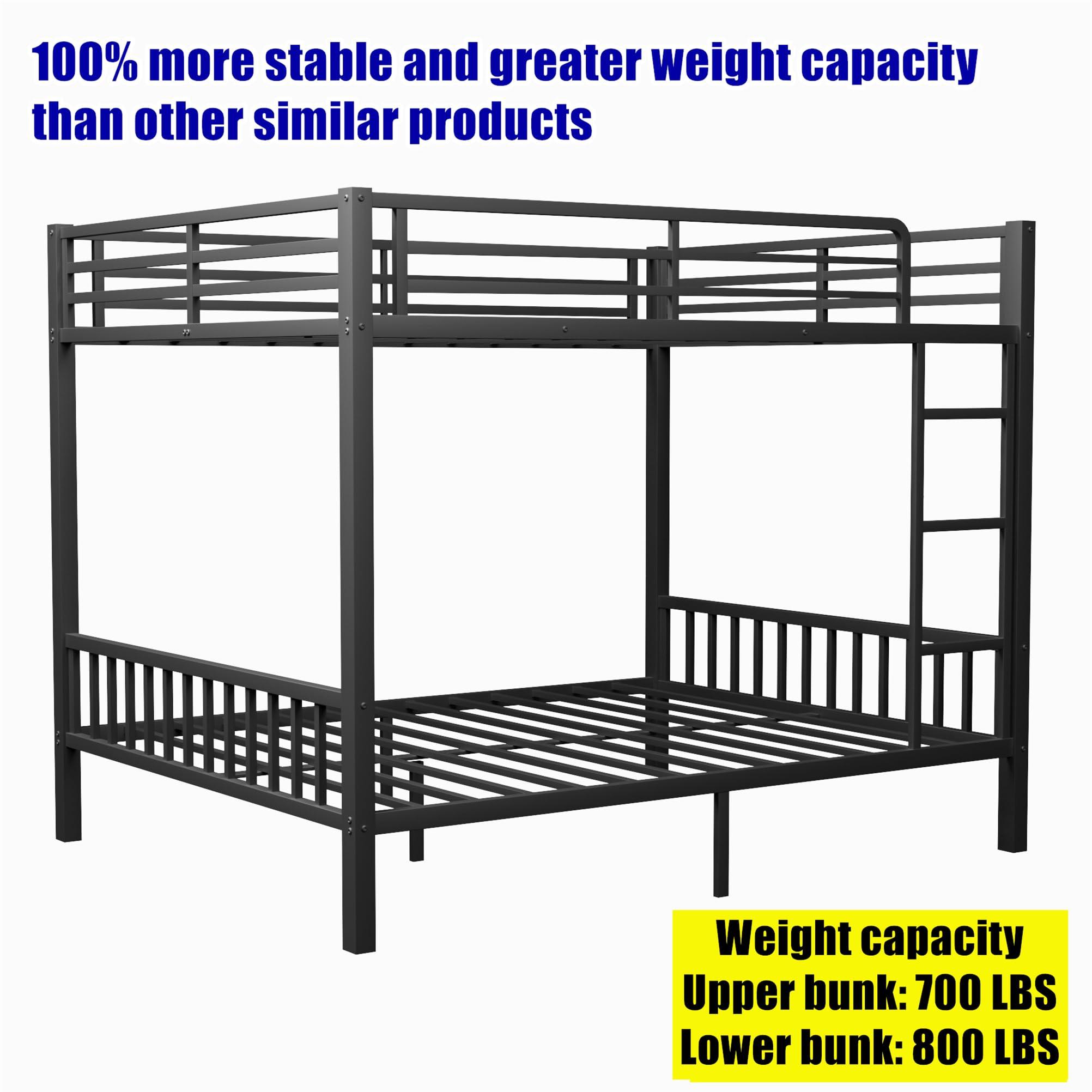 TIHWOALL TIHWOALL Latest Upgrade & Stronger Steel Queen Over Queen Bunk Bed, Heavy Duty Thickened More Rust-Proof Metal Bunk Queen Bed with Enhanced Legs & Slats (Easier Assembly) (Queen Over Queen-1)