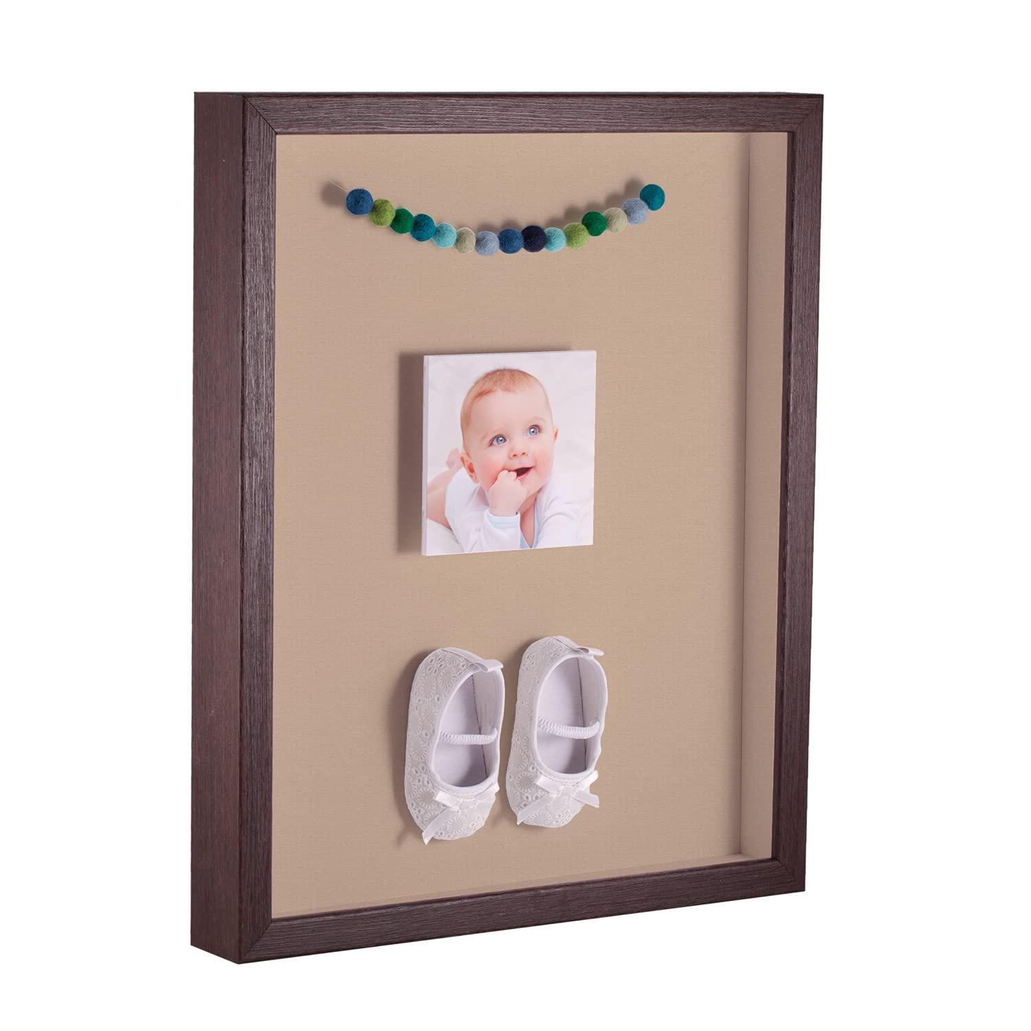 ArtToFrames ArtToFrames 12 x 18 Inch Shadow Box Picture Frame, with a Verlinga Brown 1'' Shadowbox Frame and Scotch Mist Mat