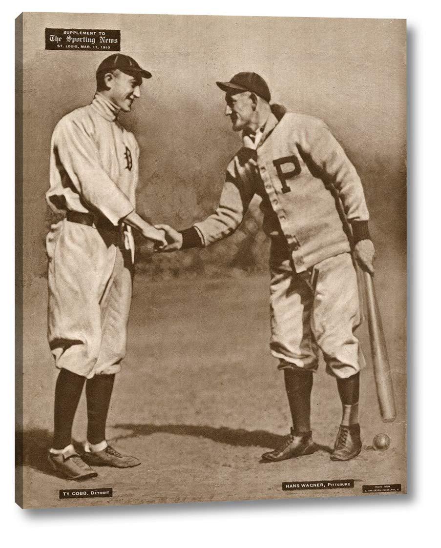 Canvas Art USA Ty Cobb And Honus Wagner, 1880 by Leopold Morse Goulston Baseball Collection - 31\" x 38\" Canvas Art Print Gallery Wrapped - Ready to Hang
