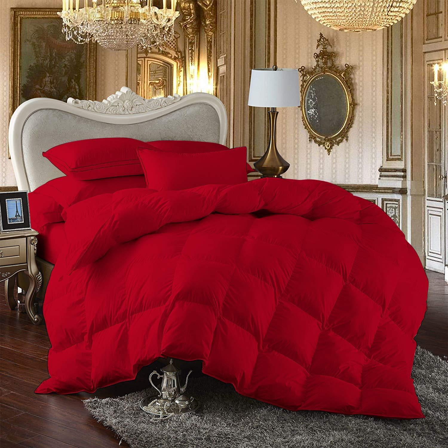Kings Loft Kings Loft Deluxe King/Cal King Size 800 Thread Count Solid Blood Red Down Alternative 3 Piece Box Design Comforter Set 100% Egyptian Cotton, KINGLF-800-LPN_C-3-K-CK-BLDR, King/Cal King-3 Piece