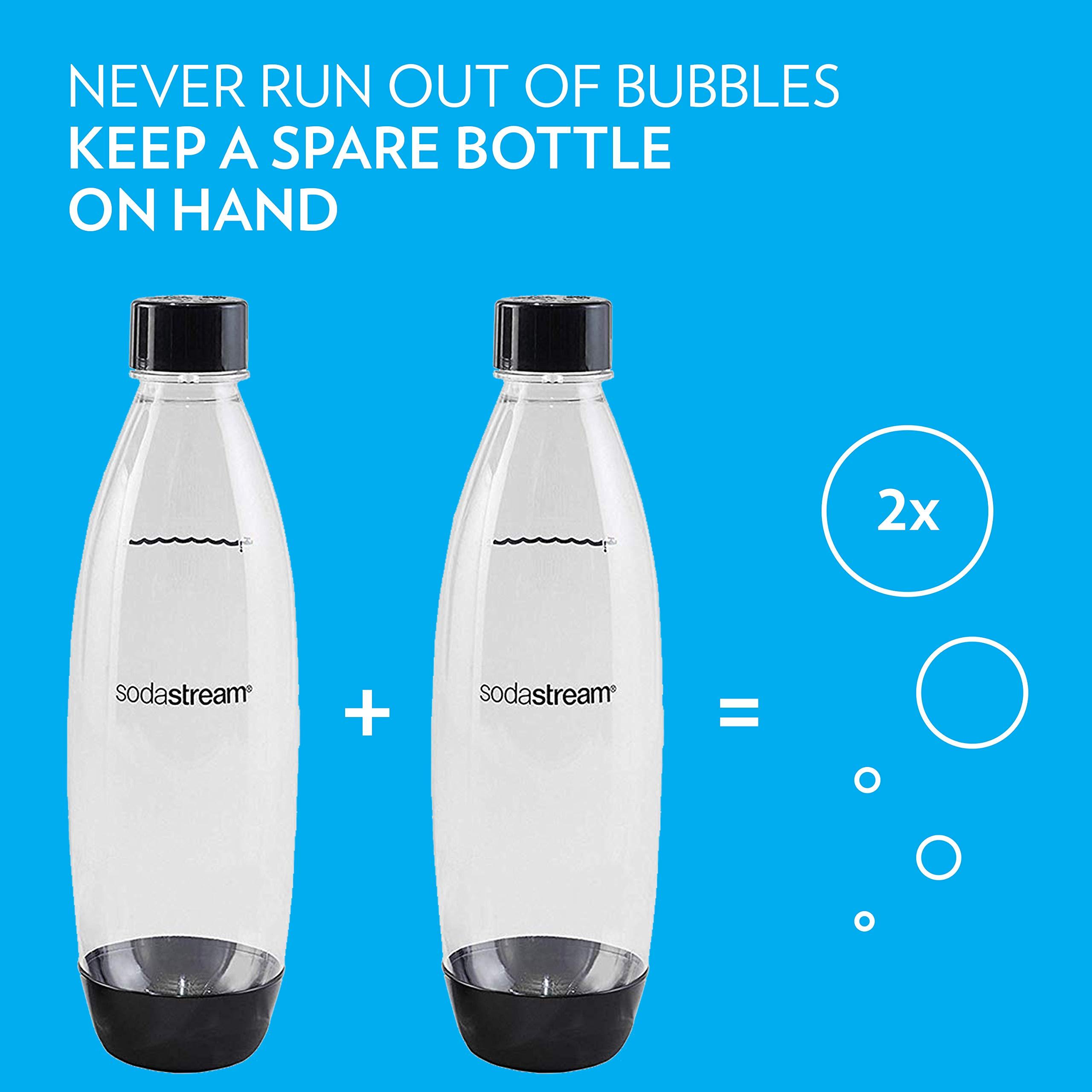 sodastream sodastream - Carbonating Bottles | Store even more fizzy drink favorites in your fridge | Dishwasher Safe | Slim Design: Fits in most car cup holders | 34 Fl Oz | Pack of 2 | Black