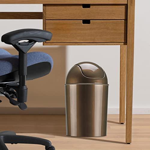 Umbra Umbra Mini Waste Can 1-1/2 Gallon with Swing Lid, Bronze, Grey/Steel