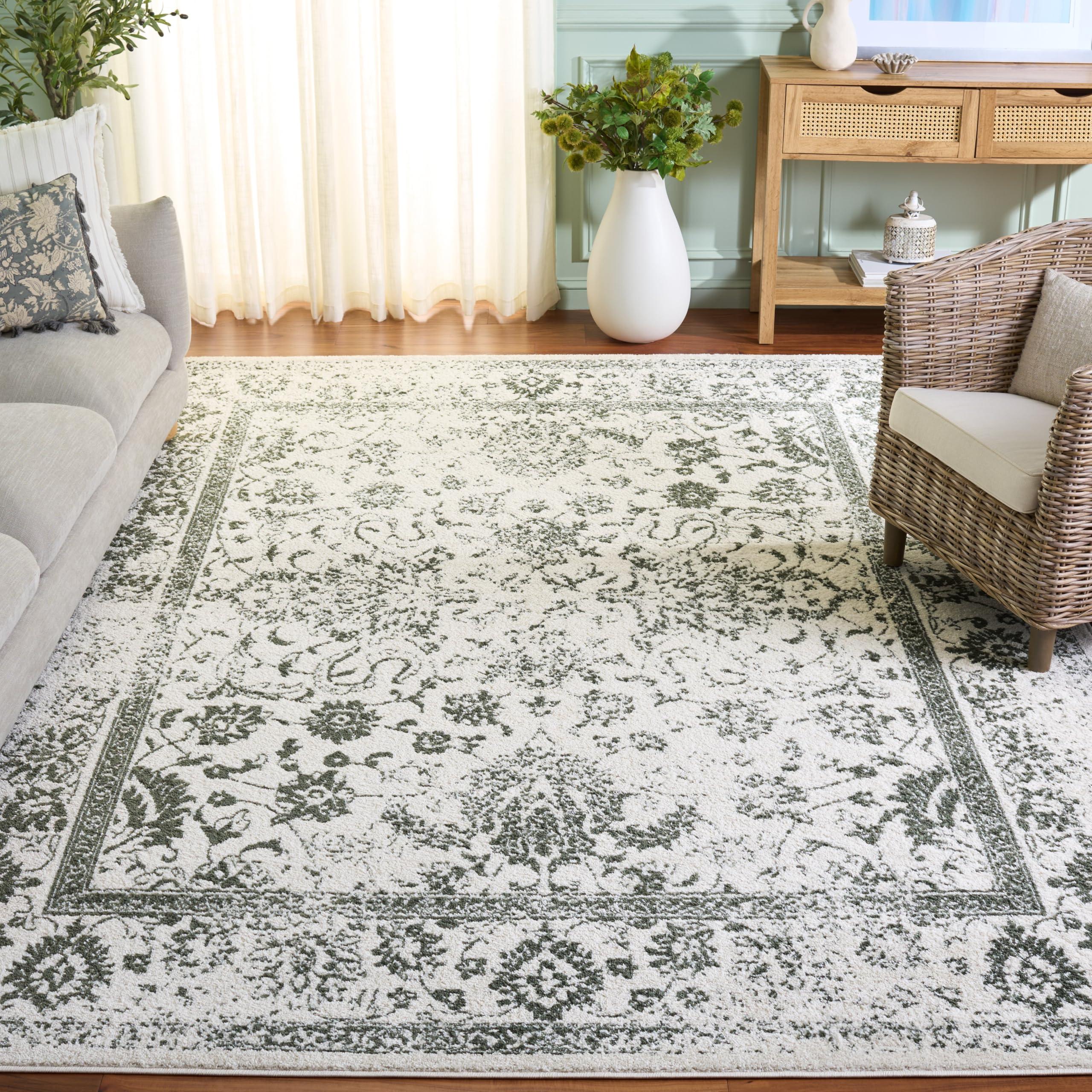 Safavieh SAFAVIEH Adirondack Collection Area Rug - 6' x 9', Ivory & Dark Green, Oriental Distressed Design, Non-Shedding & Easy Care, Ideal for High Traffic Areas in Living Room, Bedroom, Dining (ADR109X-6)