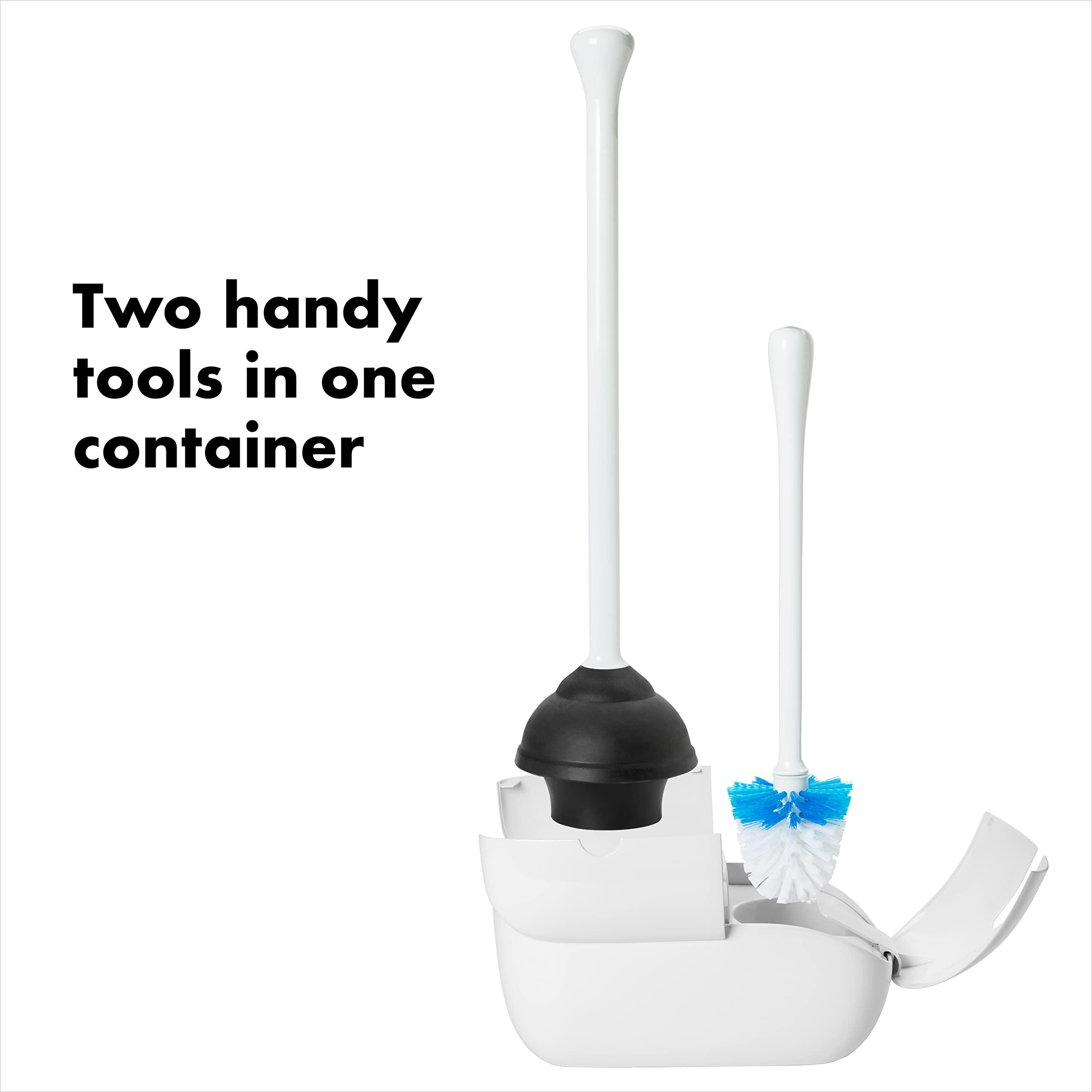 OXO OXO Good Grips Set Toilet Brush & Plunger Combo, White & Good Grips Toilet Brush Replacement Head
