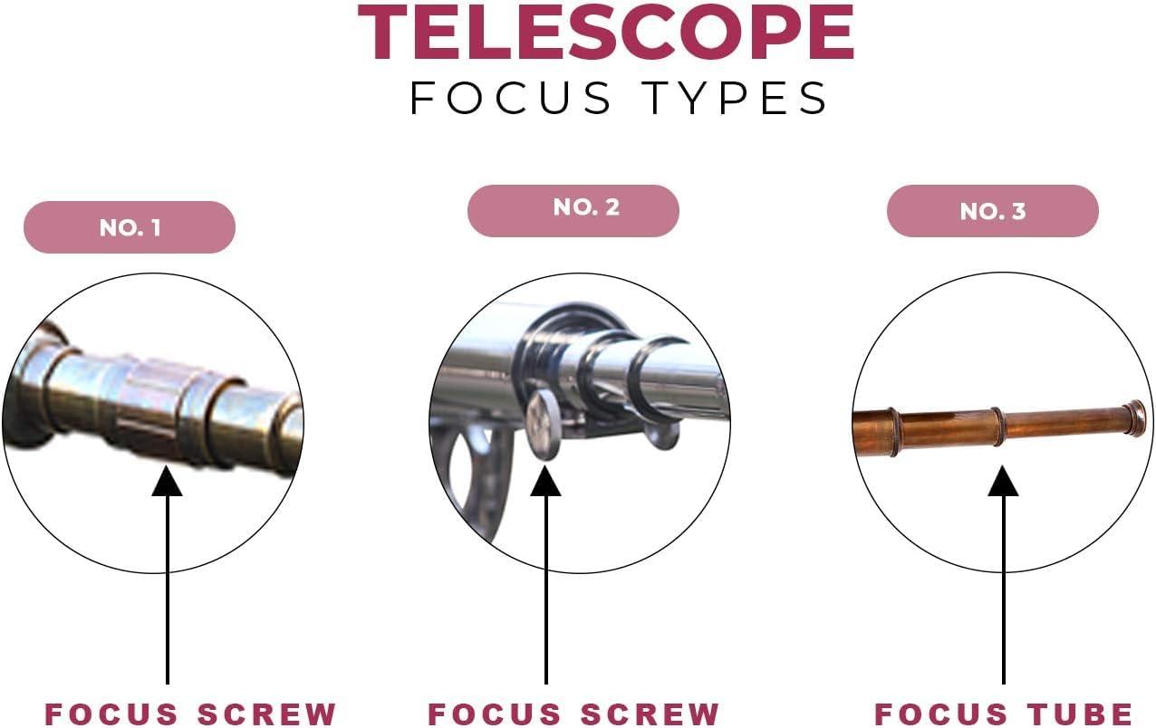 NAVIROCK Nautical Marine Designer Brass Telescope Antique Finish Double Barrel Black Leather Coverd Tube W/Wooden Brown Tripod Floor Standing Royal Handmade Authentic Telescopic - Navirock