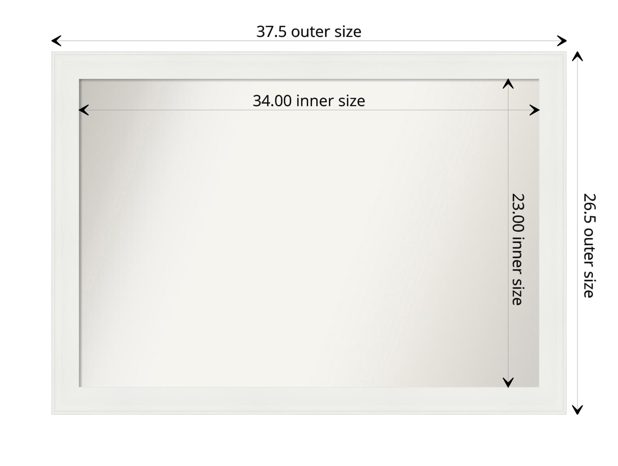 Amanti Art Amanti Art White Bathroom Mirror for Over Sink, 27x38 Custom Made Vanity White Narrow Rectangle Vanity Mirror, Large Casual Wood Frame, Hangs Horizonally and Vertically, Wall Decor from WI, USA