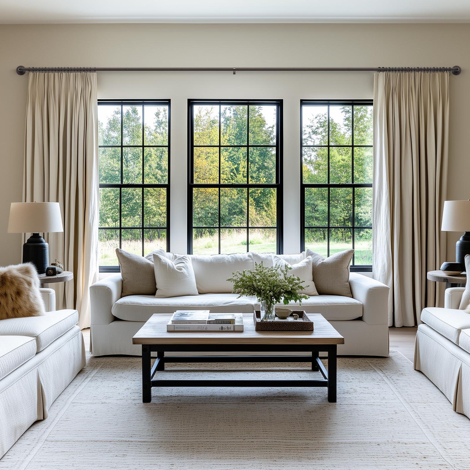 zeerobee Zeerobee Curtain Rods for Windows 120 to 240, 1 Inch Industrial Wrap Around Curtain Rod, Indoor/Outdoor Room Divider Adjustable Drapery Pole, 120"-240", Antique Bronze