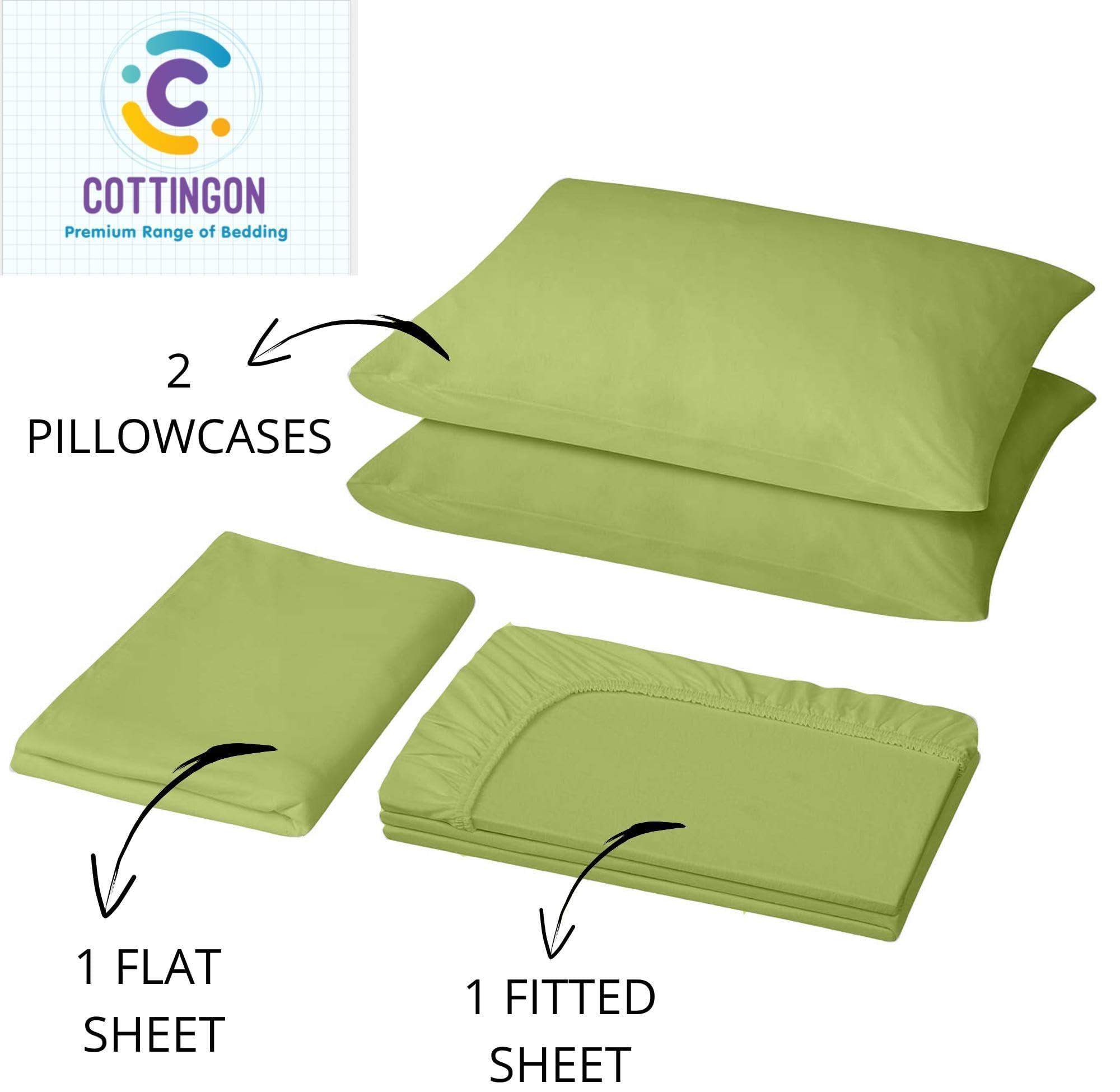Cottingon Top Split King Sheets for Adjustable Bed, Split King Sheets for Adjustable Bed, Microfiber Split top King Sheets, Split Sheets for Sleep Number Beds 4 Pcs Set King 34\" (Sage)