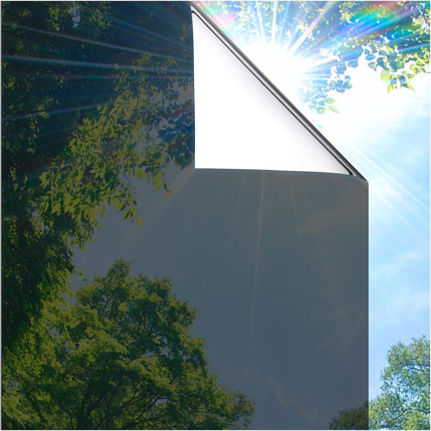 Coavas Coavas One Way Privacy Window Film, Daytime Window Film See Out Not in, Reflective Window Tint Heat Blocking, Static Cling for Home Office, 35.4 Inch X 9.8 Feet