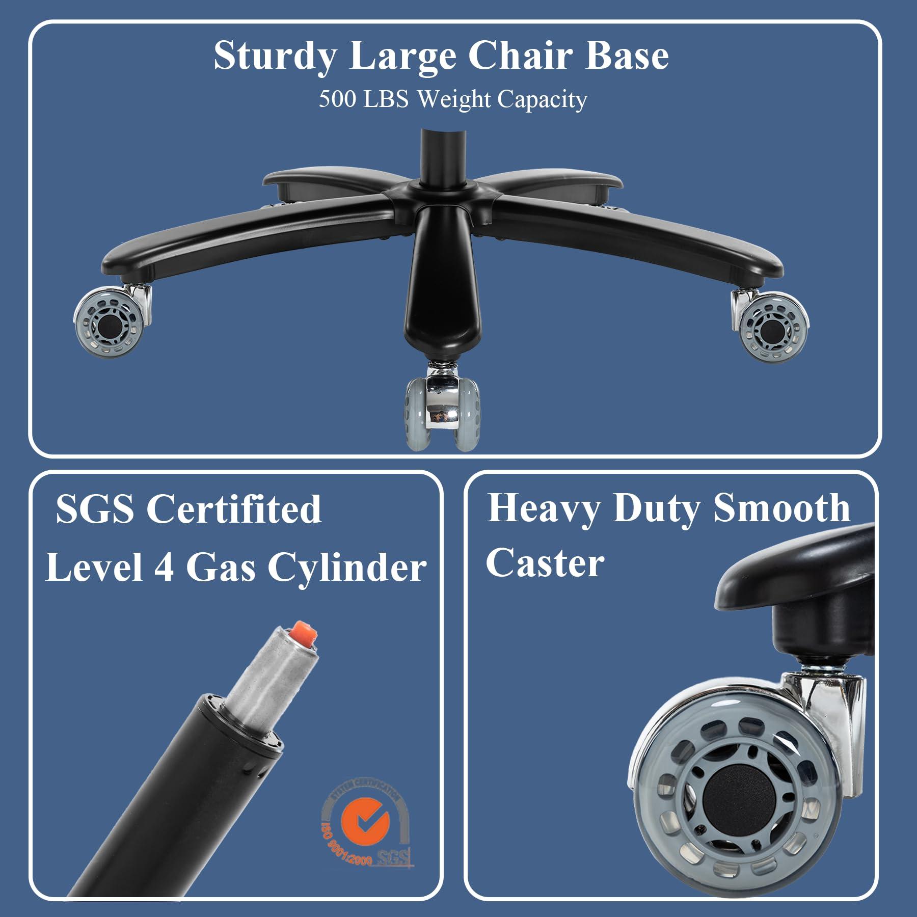 OLYFING OLYFING Executive Office Chair, Heavy Duty 500 lbs, Ergonomic Leather Desk Chair with Adjustable Headrest and Lumbar Support, Big and Tall High Back Swivel Chair with Flip-up Armrests, Black