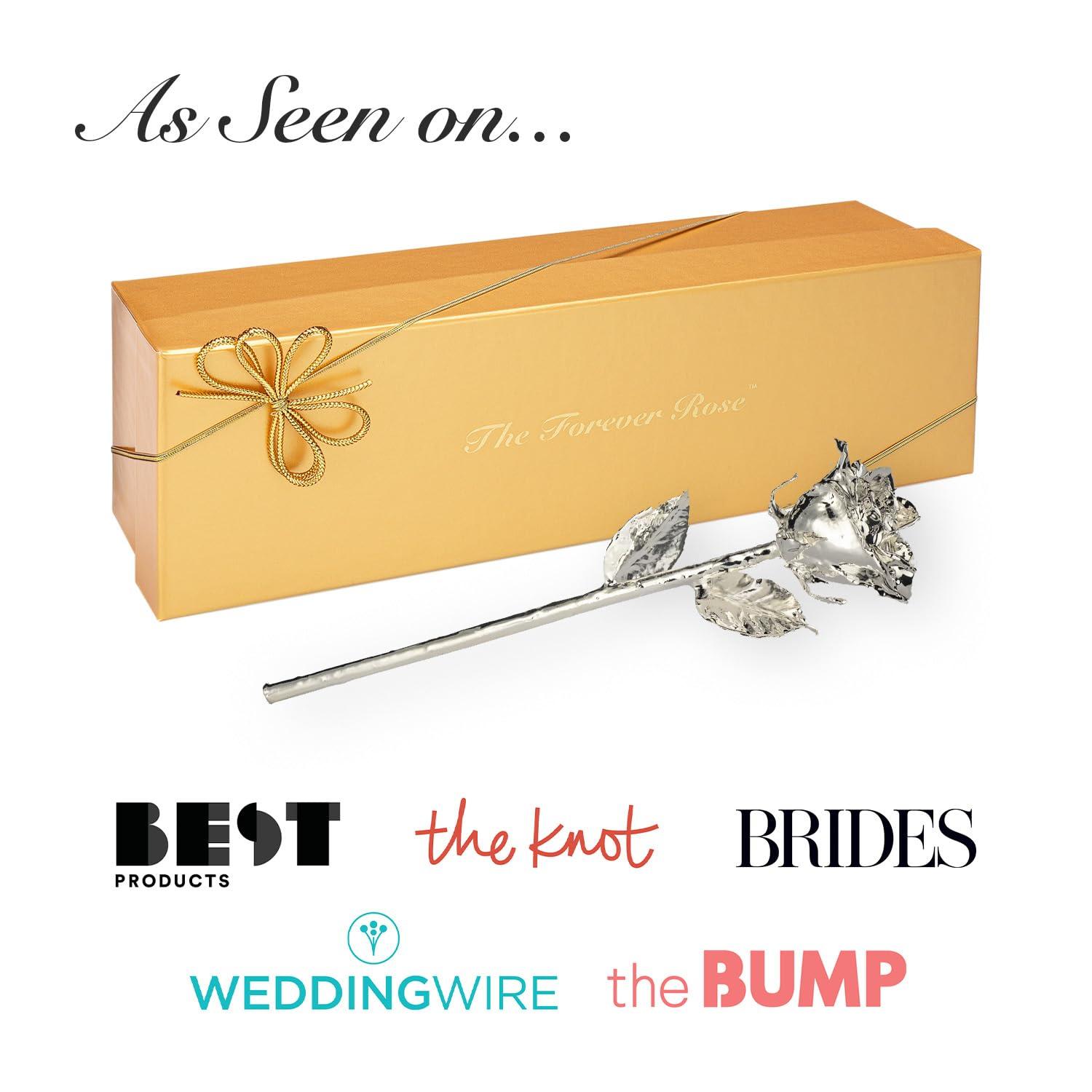 Forever Rose Forever Rose Real Platinum Rose, Genuine, One of A Kind, Hand Dipped & Everlasting Platinum Dipped Real Rose, Beautiful Forever Flower, Ideal Anniversary, and Romantic Valentine\'s Day Gifts for Women