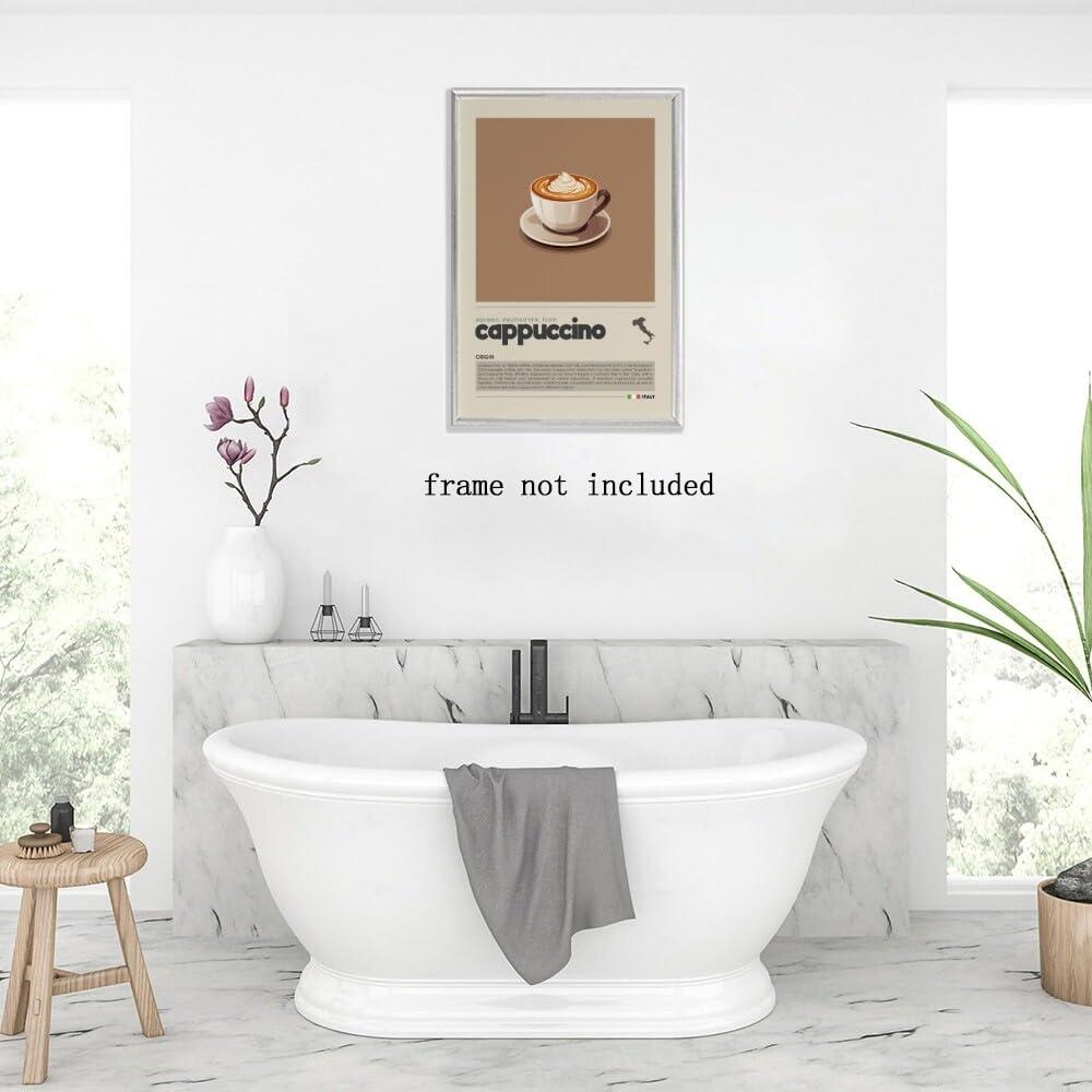 Caadronius Cappuccino Poster Home Decor Coffee Wall Art Coffee Decor Canvas Printing Coffee Cart Club Aesthetics Coffee Wall Art Modern Coffee Bar Decor 16x24inch Unframed
