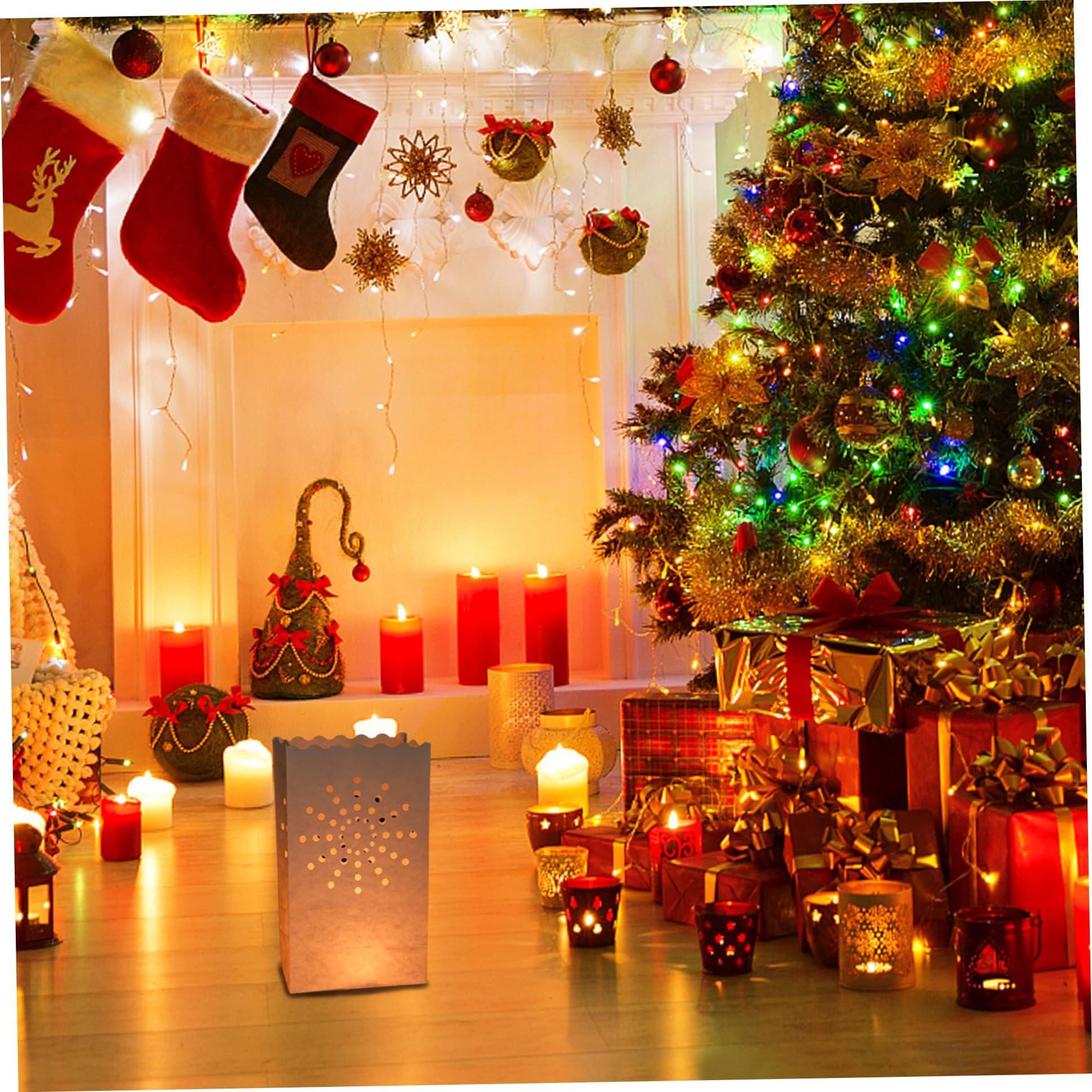 Kalastussaari Paper Lanterns, 50pcs Fire-Retardant Candle Luminary Bags, Sun-Shape Hollow-Out Tangled Lanterns, Reusable Paper Lanterns for Outside, Wedding, Halloween, Thanksgiving, Christmas Tangled Lanterns