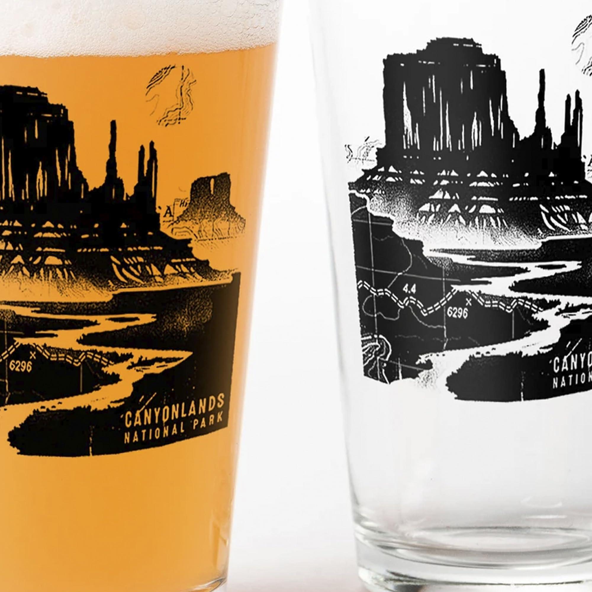 Black Lantern Black Lantern Themed Pint Glasses National Park Designs for Craft Beer Enthusiasts and Home Bars - (Set of Two 16oz. Glasses) Unique Everyday Drinking Glasses & Glassware Set of 2 (Canyonlands)