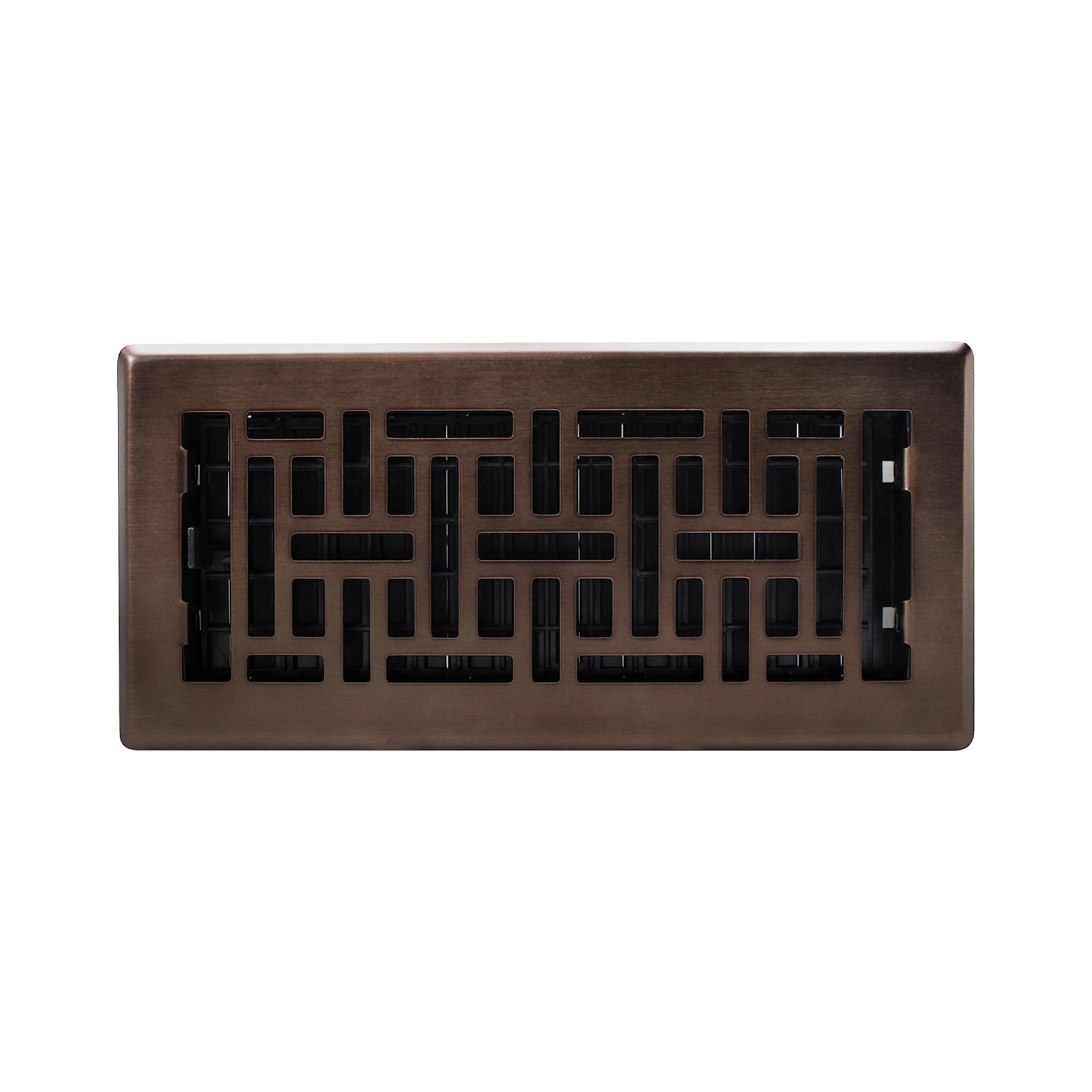 Decor Grates Decor Grates AJH410-RB Oriental Floor Register, 4x10 Inches, Rubbed Bronze Finish