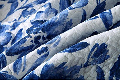 HNNSI HNNSI Blue and White Porcelain Cotton Quilt Bedspread Sets Queen Size 3 Pieces,Chinese Style Floral Comforter Bedding Sets