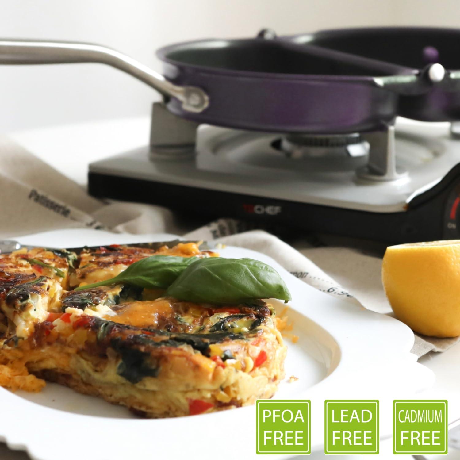 TECHEF TECHEF - Frittata and Omelette Pan, Double Sided Folding Egg Pan, Made in Korea (PFOA Free) (Purple)