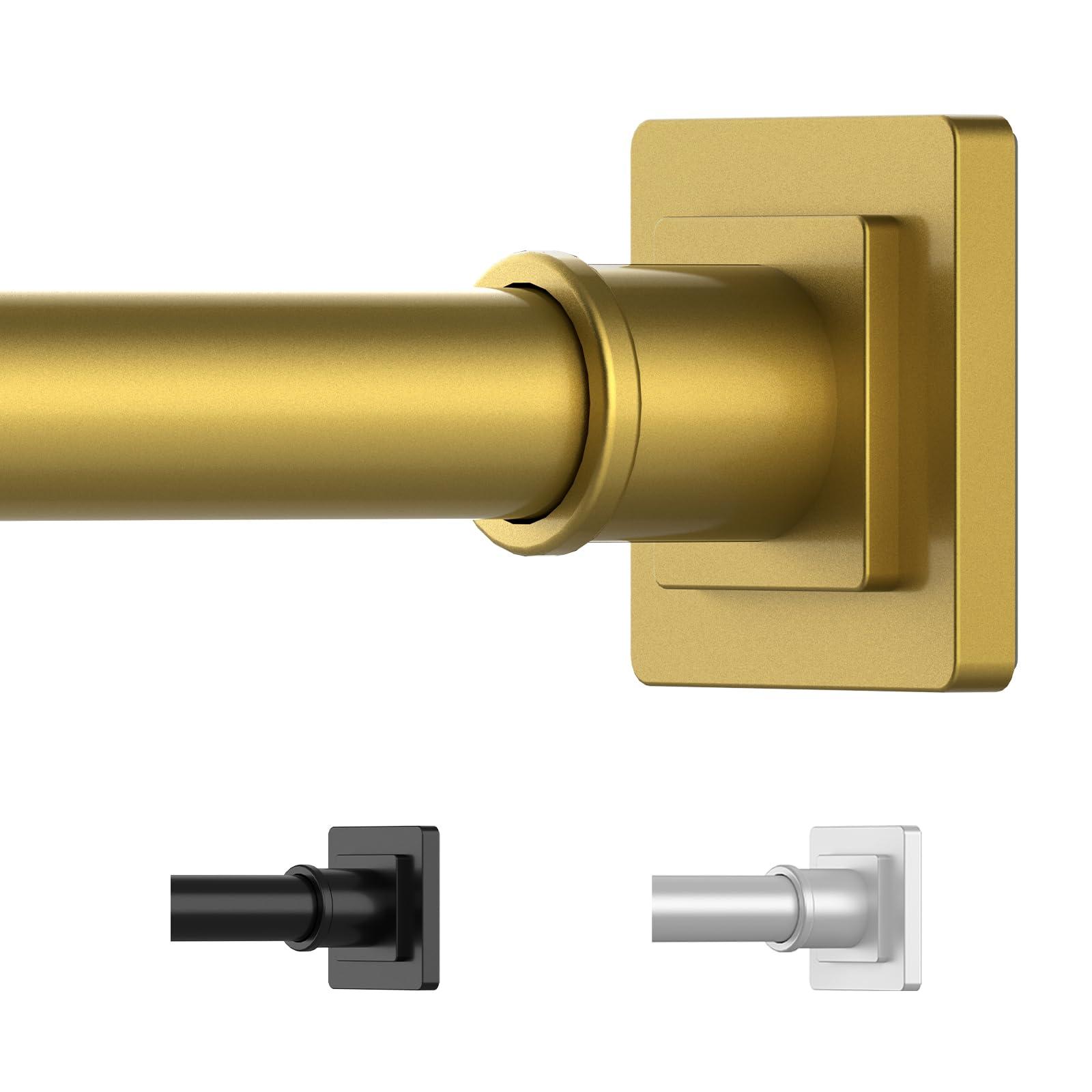 UIOSANRT UIOSANRT Gold Shower Curtain Rod 31-68 Inches Non-Slip Shower Rod Tension Mounted No Drill Shower Curtain Rods Spring Tension Rod Adjustable Tension Curtain Rod for Windows Bathroom