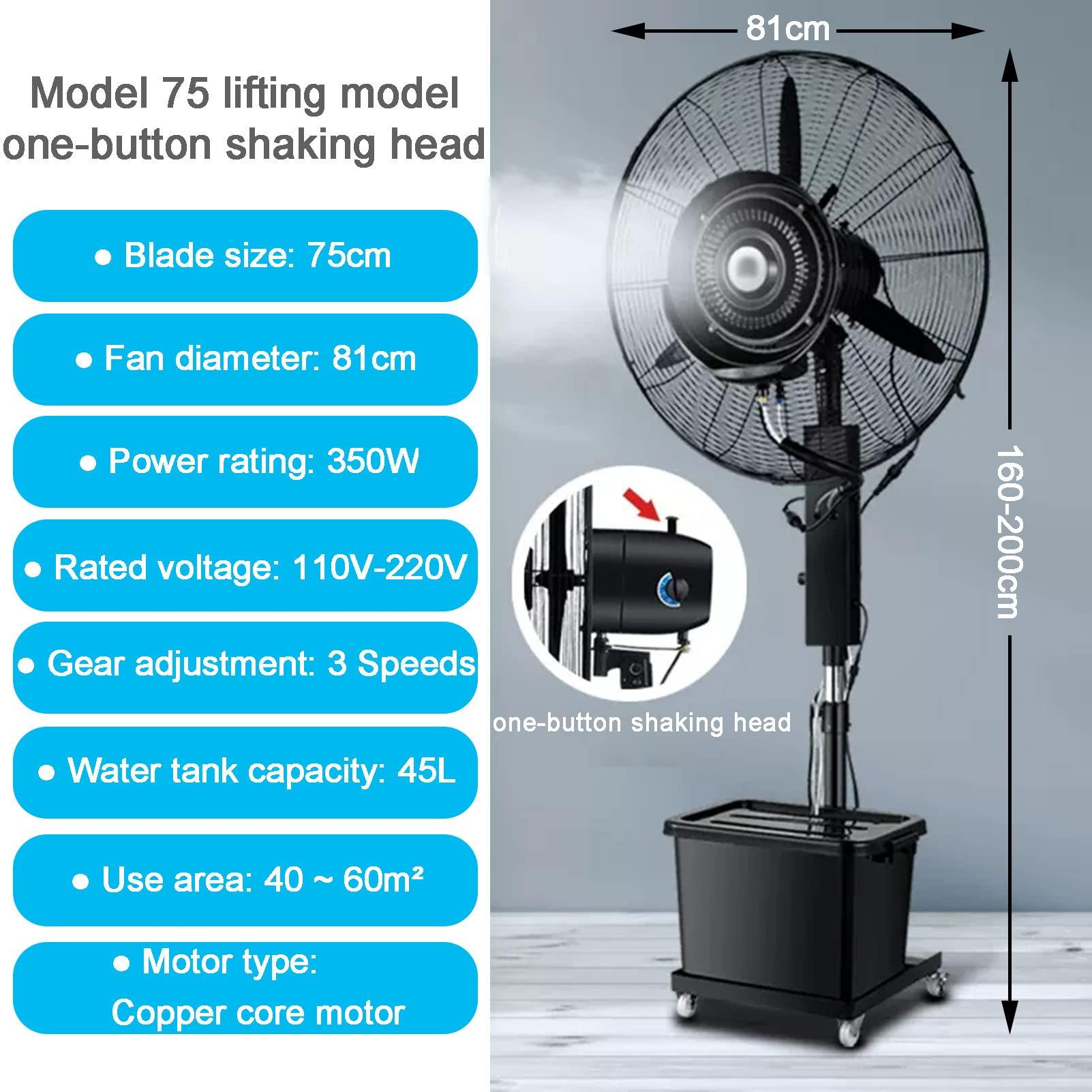 KAMPCO KAMPCO Portable Misting Oscillating Fan, Industrial Humidifying and Cooling Spray Fan, Floor Standing Fan with 90 Oscillation 3 Speed Settings