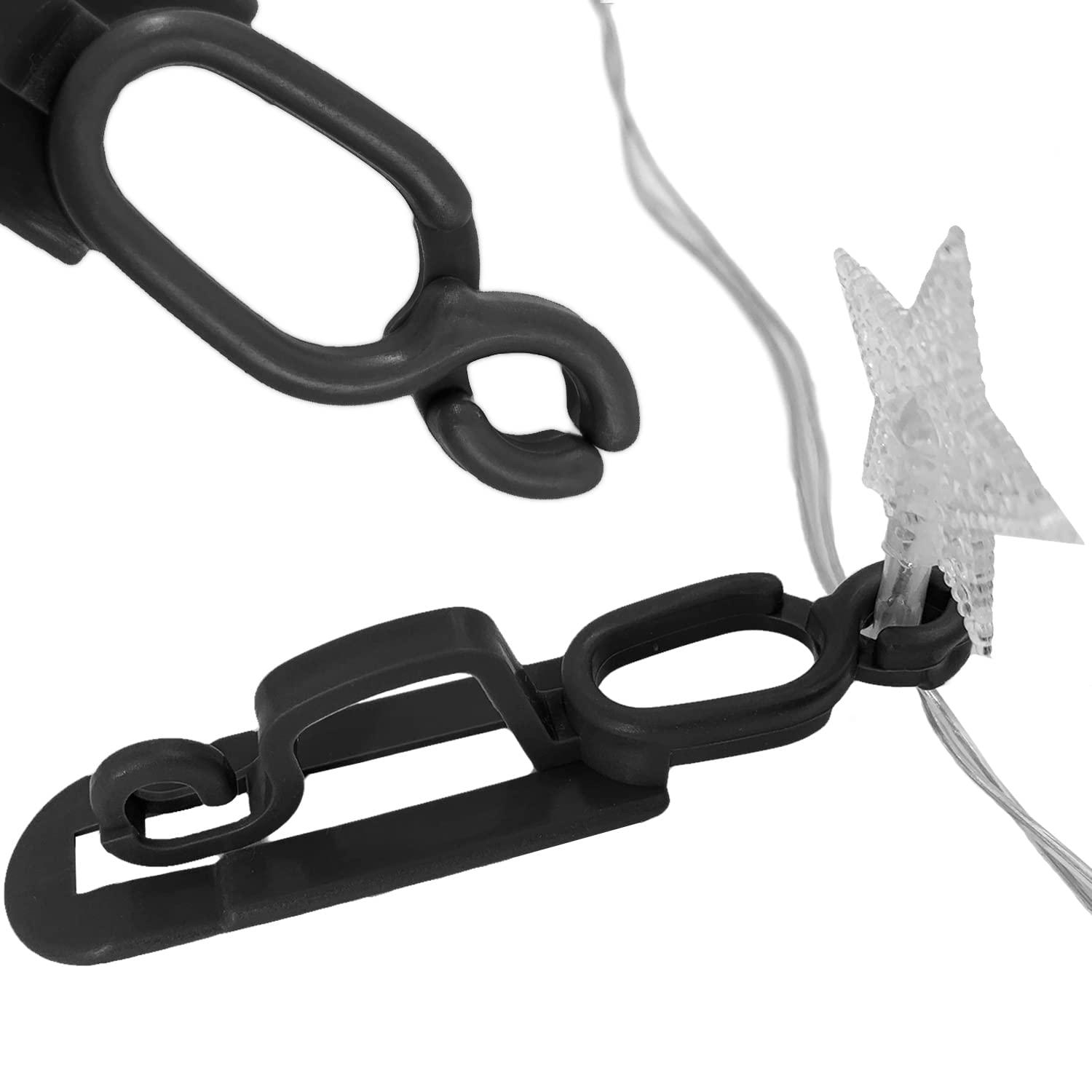 Ourtroness Christmas Light Gutter Clip Outdoor Shingle Clips 200 Pieces Holiday Hanger Hooks Compatible with C9 C7 C6 for Roof, Roof Ridge Line, Fence (Black)