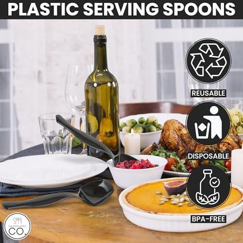 C&S Event Supply Co. 8.5\" Black Plastic Serving Spoons for Buffet, Bulk 12 Count, Heavy Duty Disposable Spoon, Large Plastic Serving Utensils for your Catering Supplies, Events, Party, and Weddings by C&S Event Supply Co.