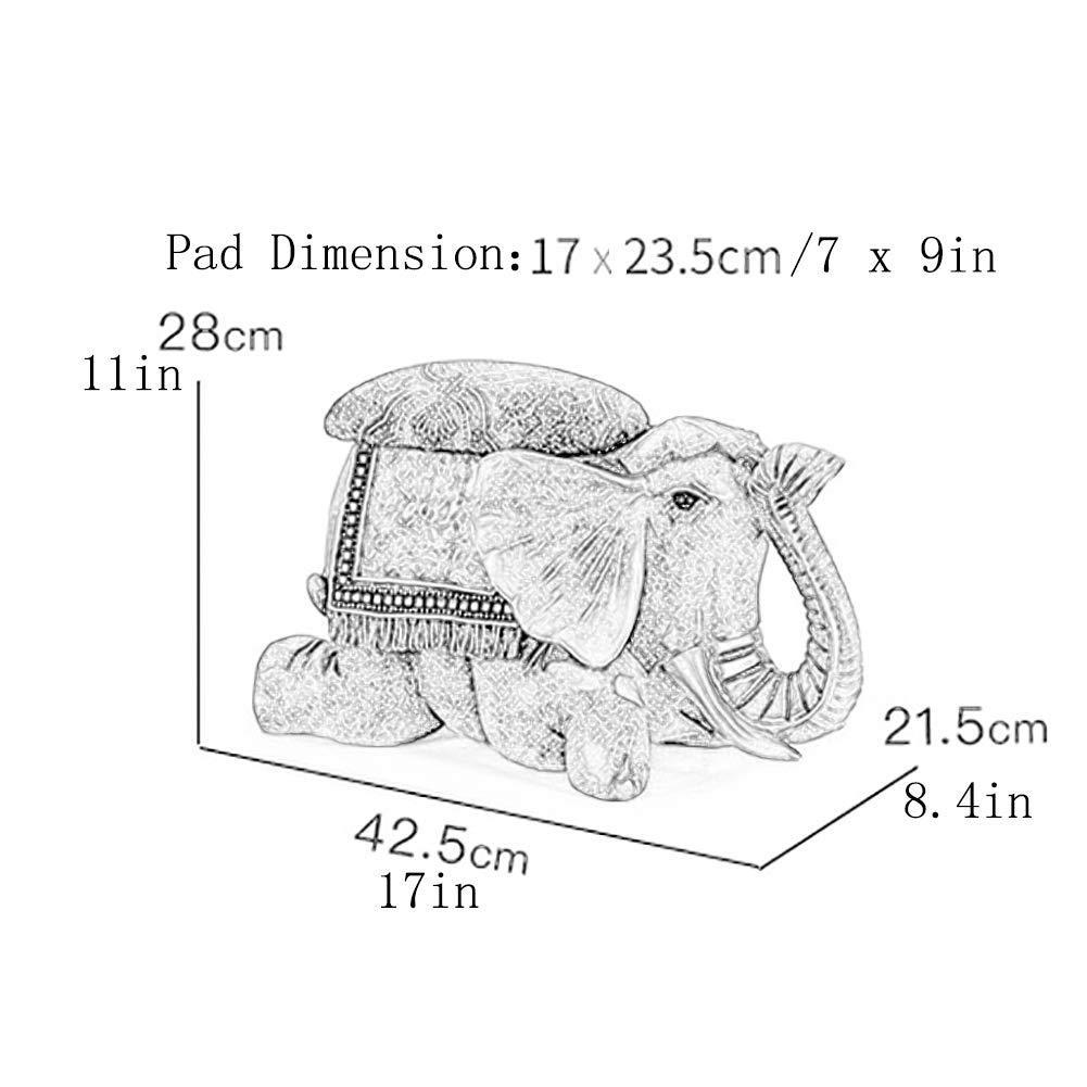 DANADESK DANADESK Resin Upholstered Padded Storage Ottoman Footstool, Traditional handcrafting Elephant Ride-on Animal Shape Footrest Stool-Leather Cushion S