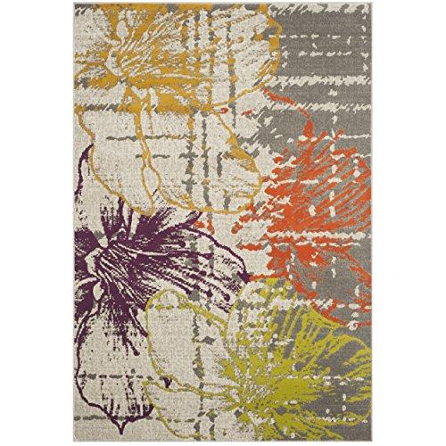Safavieh SAFAVIEH Porcello Collection Area Rug - 5\'2\" x 7\'6\", Ivory & Grey, Floral Design, Non-Shedding & Easy Care, Ideal for High Traffic Areas in Living Room, Bedroom (PRL7732E)
