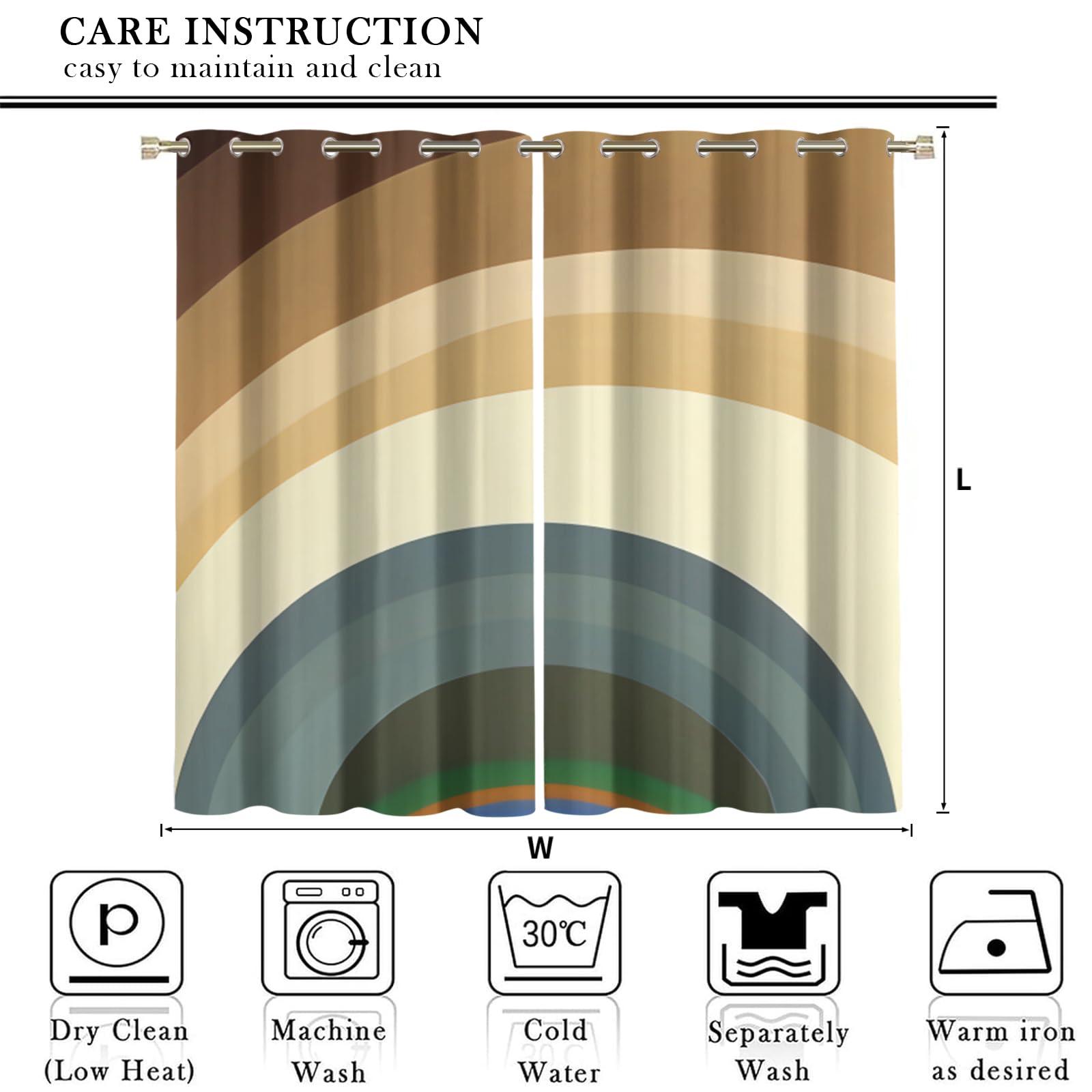 XAFIAUR XAFIAUR Rainbow Circle Art Blackout Curtains, Creative Circle Texture Curtain Panels for Bedroom - Grommet Thermal Insulated Room Darkening Curtains for Living Room 72" W x 72" L