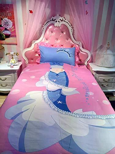 Mbay Mermaid Princess Duvet Cover Queen Size, Girls Pink Bed Set Single Bed Sheet, 4PCS