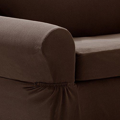 MAYTEX MAYTEX Pixel Ultra Soft Stretch 2 Piece Furniture Cover Loveseat Slipcover, Chocolate