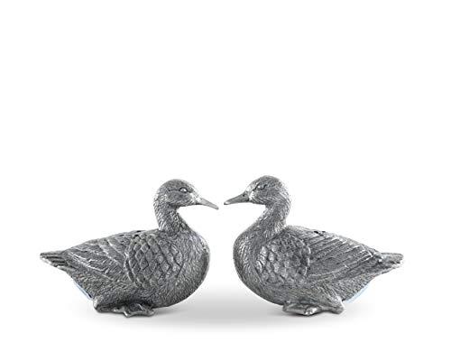 Vagabond House Vagabond House Pewter Duck Salt and Pepper Shaker Set Heirloom Quality Solid Metal S/P Shaker 2 inch Tall
