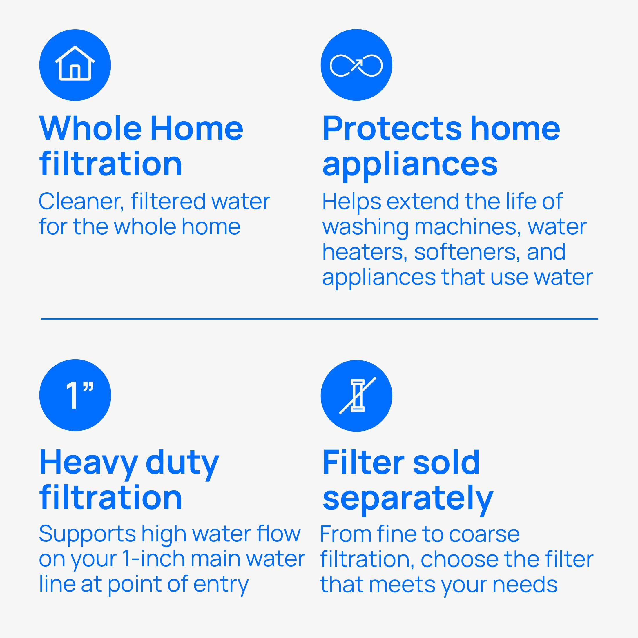 Culligan Culligan WH-HD200-C Whole House Water Filter System 1 Inlet/Outlet Improve Tap Water Taste, Remove Sediment, Protect Appliances