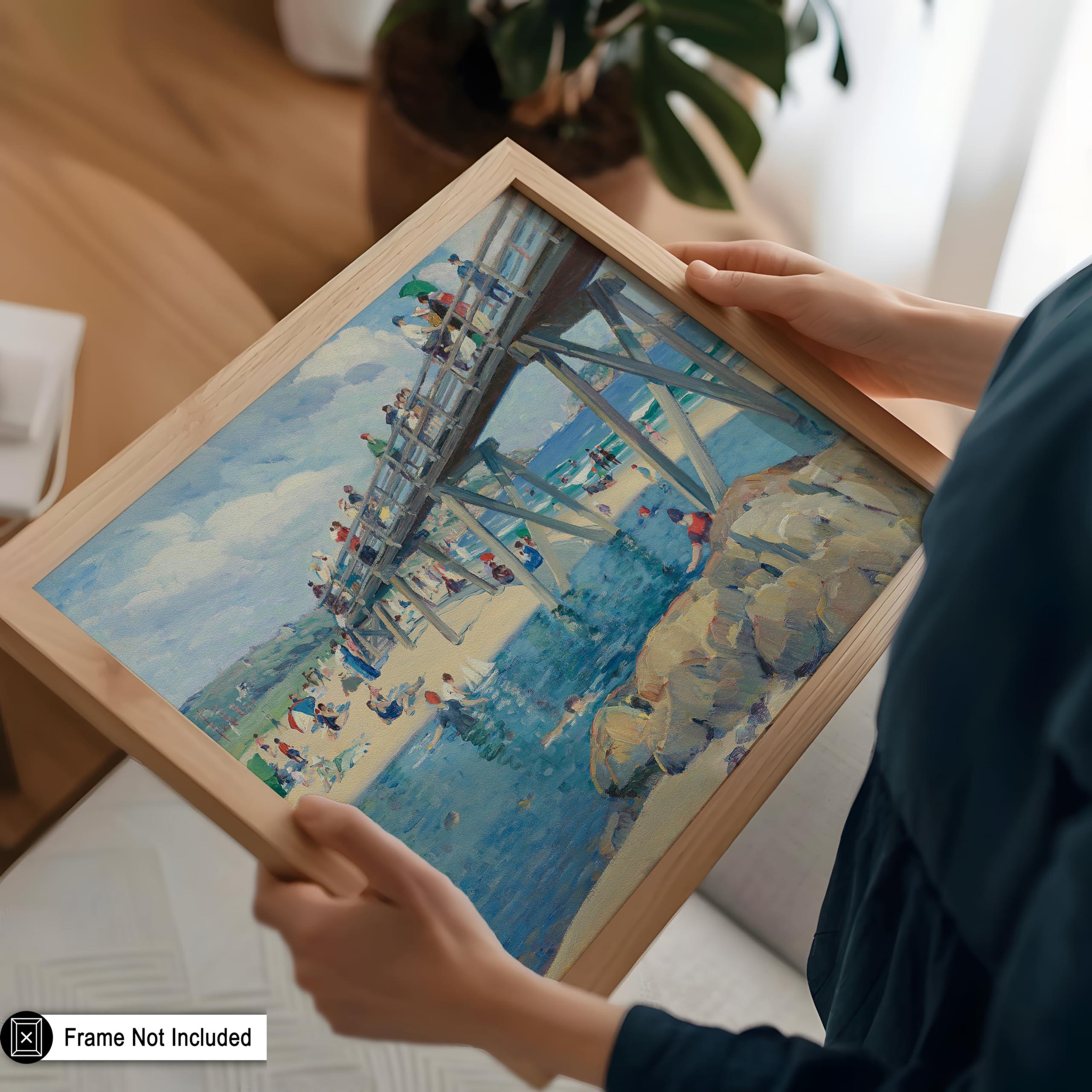 Poster Master Poster Master Vintage Beach Poster - Retro Good Harbor Beach Print - Massachusetts Art - Cool Travel Gift for Her, Him - Wall Decor for Bedroom, Bathroom, Lake or Beach House - 8x10 UNFRAMED Wall Art