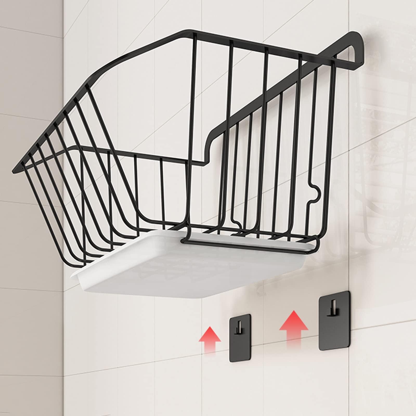 HJXGQJM Fruit Vegetable Storage Basket,wall Mounted Fruit And Vegetable Rack, For Storing Organizing Fruit Vegetables Eggs Snacks Breads, Stainless Steel Fruit And Vegetable Rack, Black fruit and vegetable ra