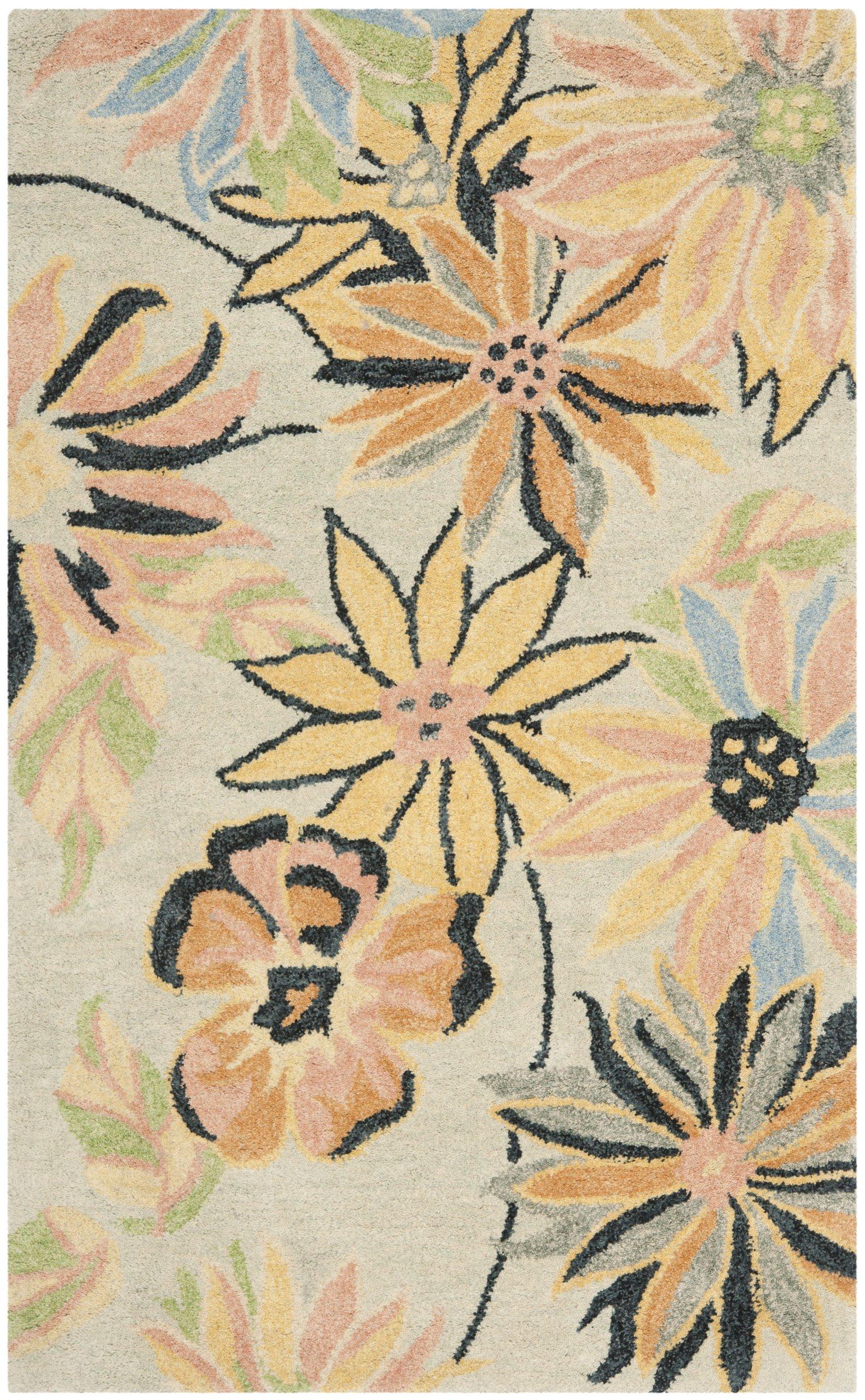 Safavieh SAFAVIEH Blossom Collection 3\' x 5\' Light Blue/Multi BLM789A Handmade Floral Premium Wool Area Rug