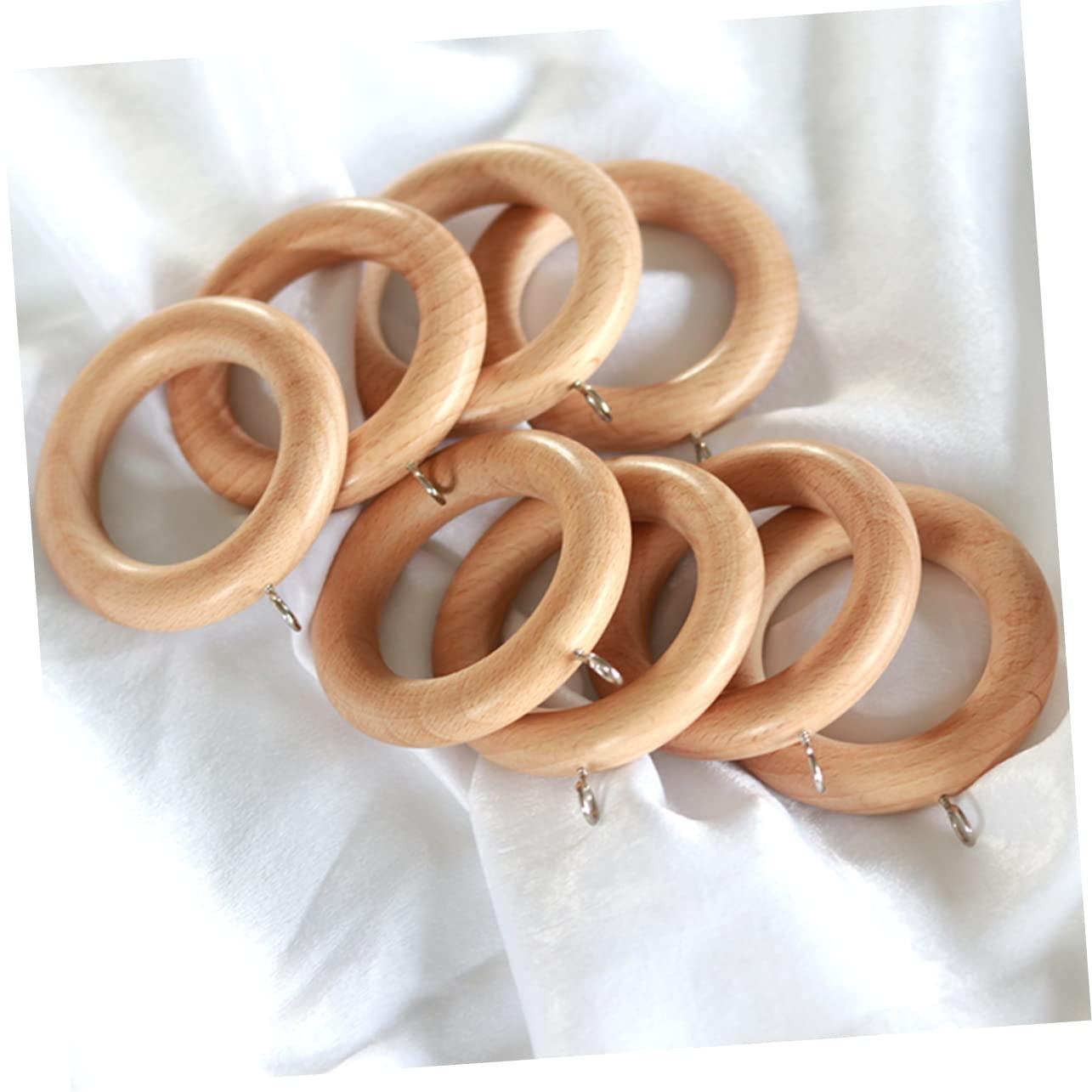 Garneck Garneck 4 Pcs Solid Wood Wooden Curtain Buckle Glide Shower Hooks Wooden Curtain Hooks Curtain Pole Rings Curtain Hardware Bathroom Curtain Rings Roman Beech Hook Ring Hanging Ring