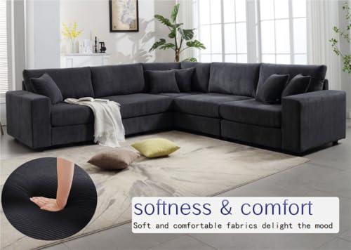 SCANORDIC SCANORDIC 117.2\" Modular Sectional Sofa, Modern Large L-Shape Modular Sectional Sofa with Chaise, Modular Sectional Couch for Living Room, Apartment, Studio, Office, Dark Grey