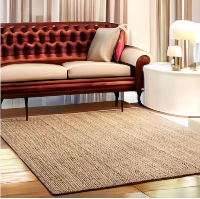 LOOM ART-HANDMADE RUGS Natural Jute Area Rugs Braided Rug Bohmian Rug Jute Runner sisal Rug Natural Fiber Rug Large Area Rug (5x9)