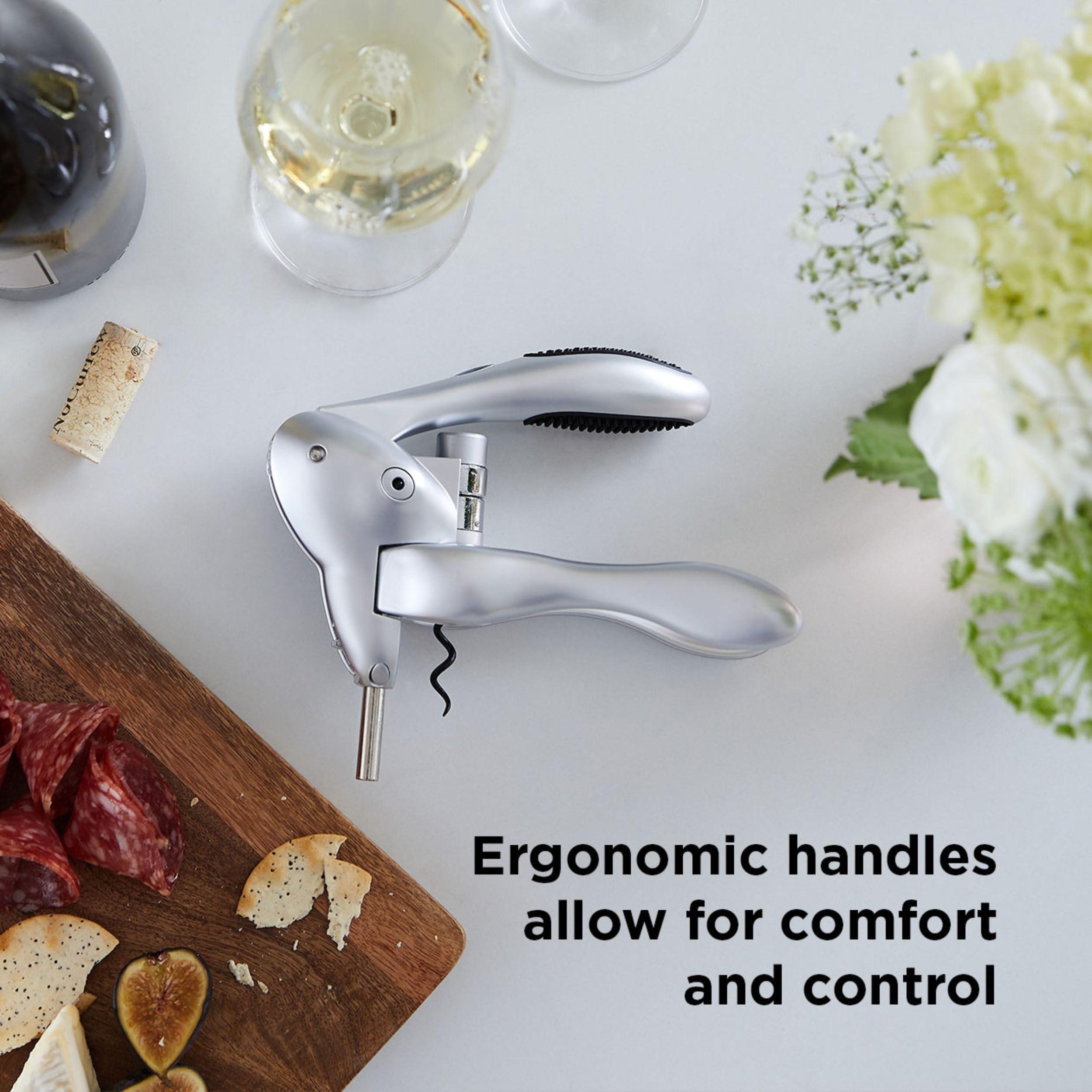 Rabbit Rabbit Original Lever Corkscrew Wine Opener with Foil Cutter and Extra Spiral (Silver)