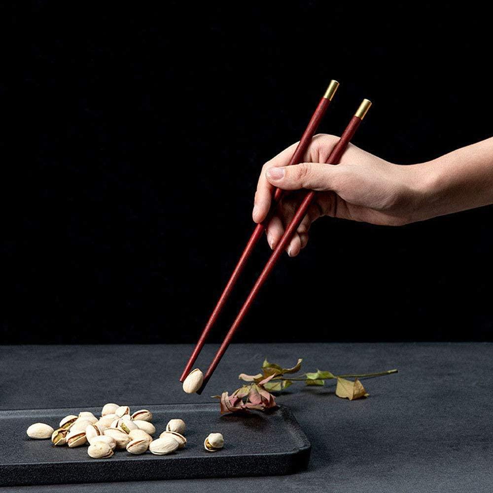ZHANGDONG ZHANGDONG Chopsticks Reusable Metal Chopsticks Wooden Chopsticks Metal Chopsticks 5 Pairs Chinese Chopsticks Gift Set, Natural Wood and Brass Head Chopsticks.Apply to Home and Restaurant,Outd