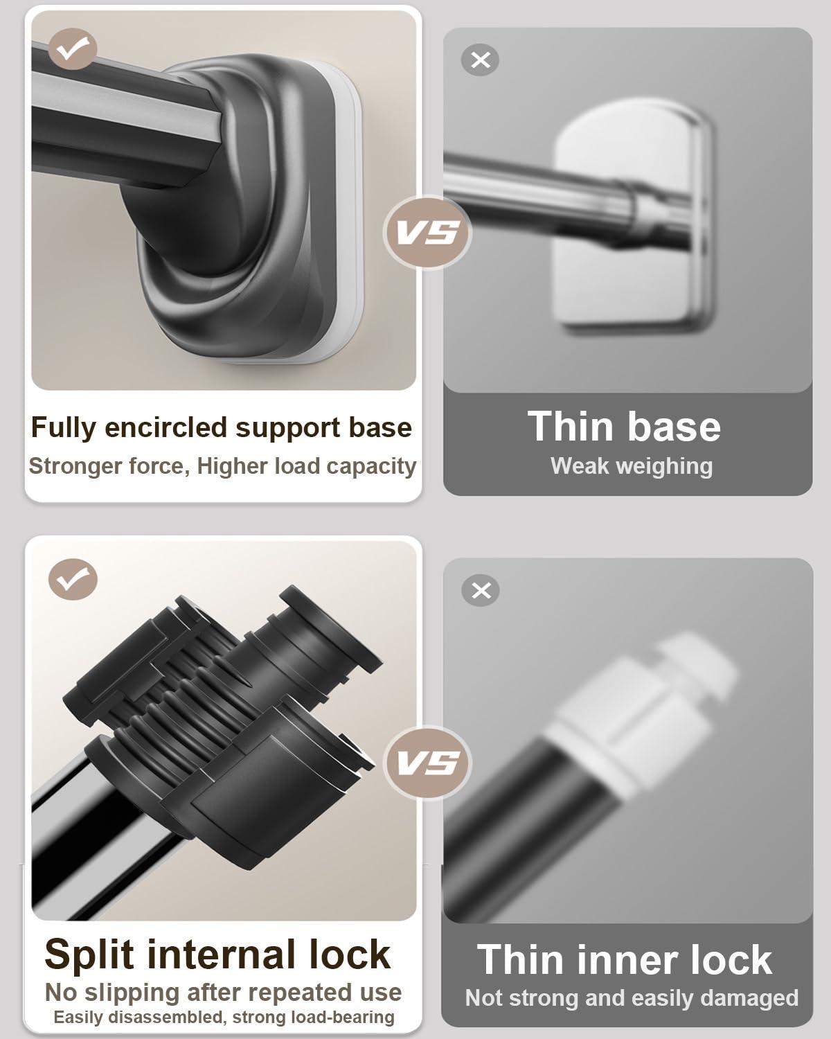 HomeLoft Basics Tension Shower Curtain Rod, 40 50 70 110 160 210 260 310 360 410cm Stainless Steel Anti-Slip Adjustable Curtain Rods Bathroom Rod, No Drilling, for Bathroom, Closet, Window, Room Divider(Gray,360-450c