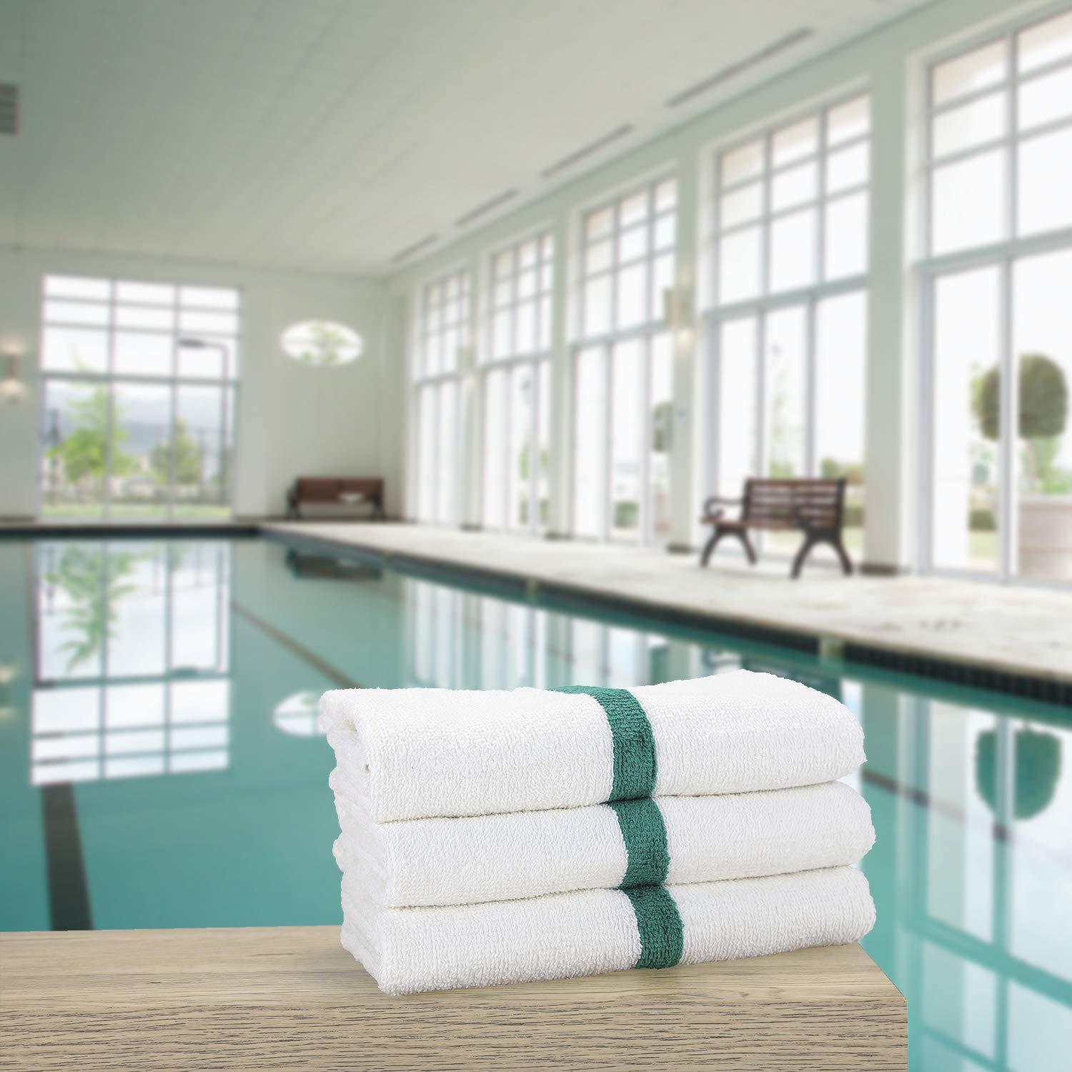 Arkwright LLC Arkwright White Bath Gym Towel - Case of 60 - Bulk 100% Cotton Soft Quick Dry Sweat Absorbent Hotel Quality Towels for Workout, Bathroom, Spa, Pool, 22 x 44 in, Green