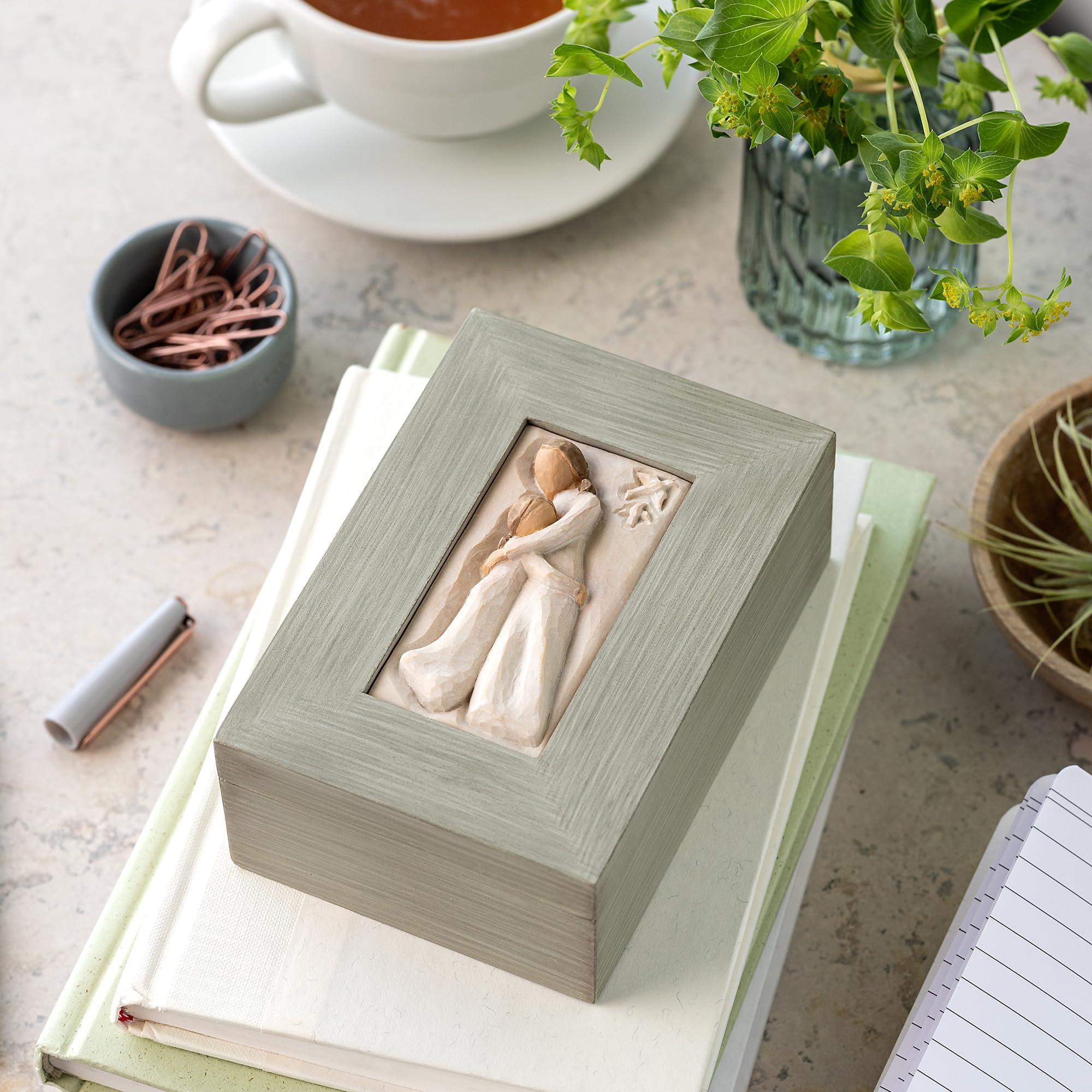 Willow Tree Willow Tree Mother and Daughter, Protect and cherish, give wings to fly, A Message of Family Love and Support, Wood Box to hold Jewelry and Keepsakes, Sculpted Hand-Painted Memory Box