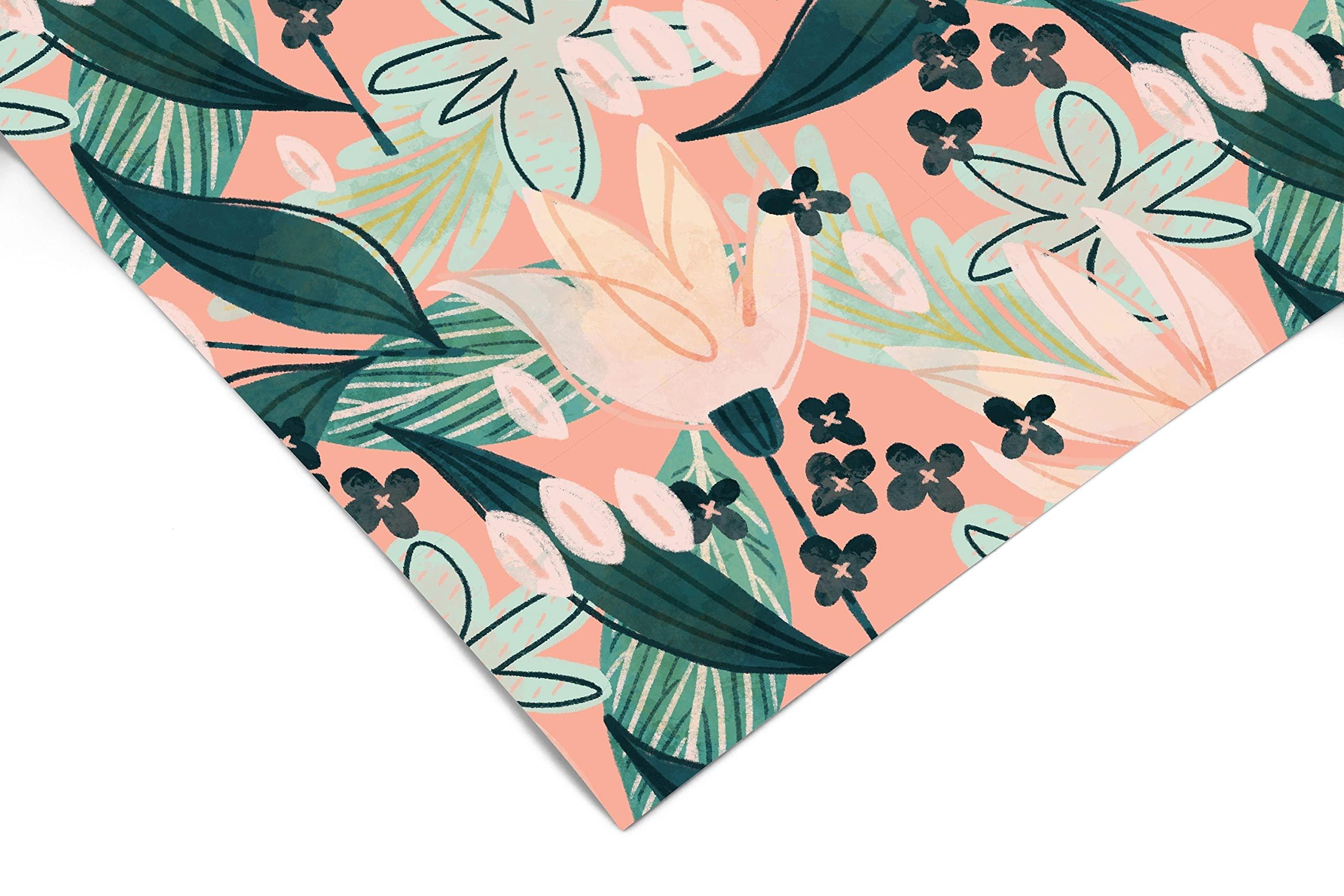 James and Colors Coral Tropical Contact Paper | Shelf Liner | Drawer Liner | Peel and Stick Paper 1000 18in x 24in (2ft)