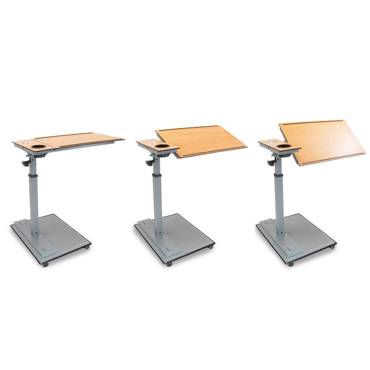 WiseLift WiseLift Table  360 Swivel  Up to 45 Tilt  Height Adjustable  Built-in Cup Holder and 3 USB Charging Ports (Wood)