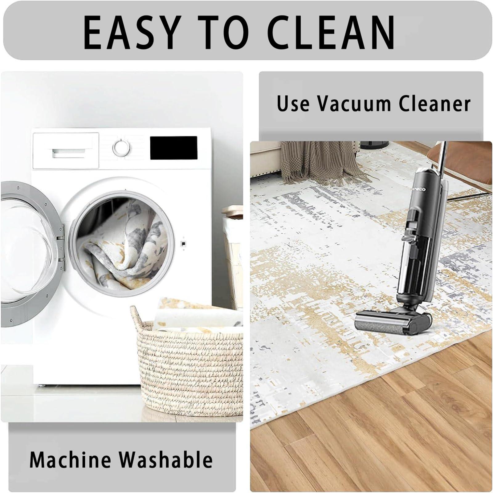 NALUGI 3D Modern Minimalist Living Room Rugs, Golden Geometric Lines Border Black Apartment Carpet, Area Rug Do Not Fade Pattern Clear Apply to Door Mats Porch Hotels,34ft/90 * 120cm