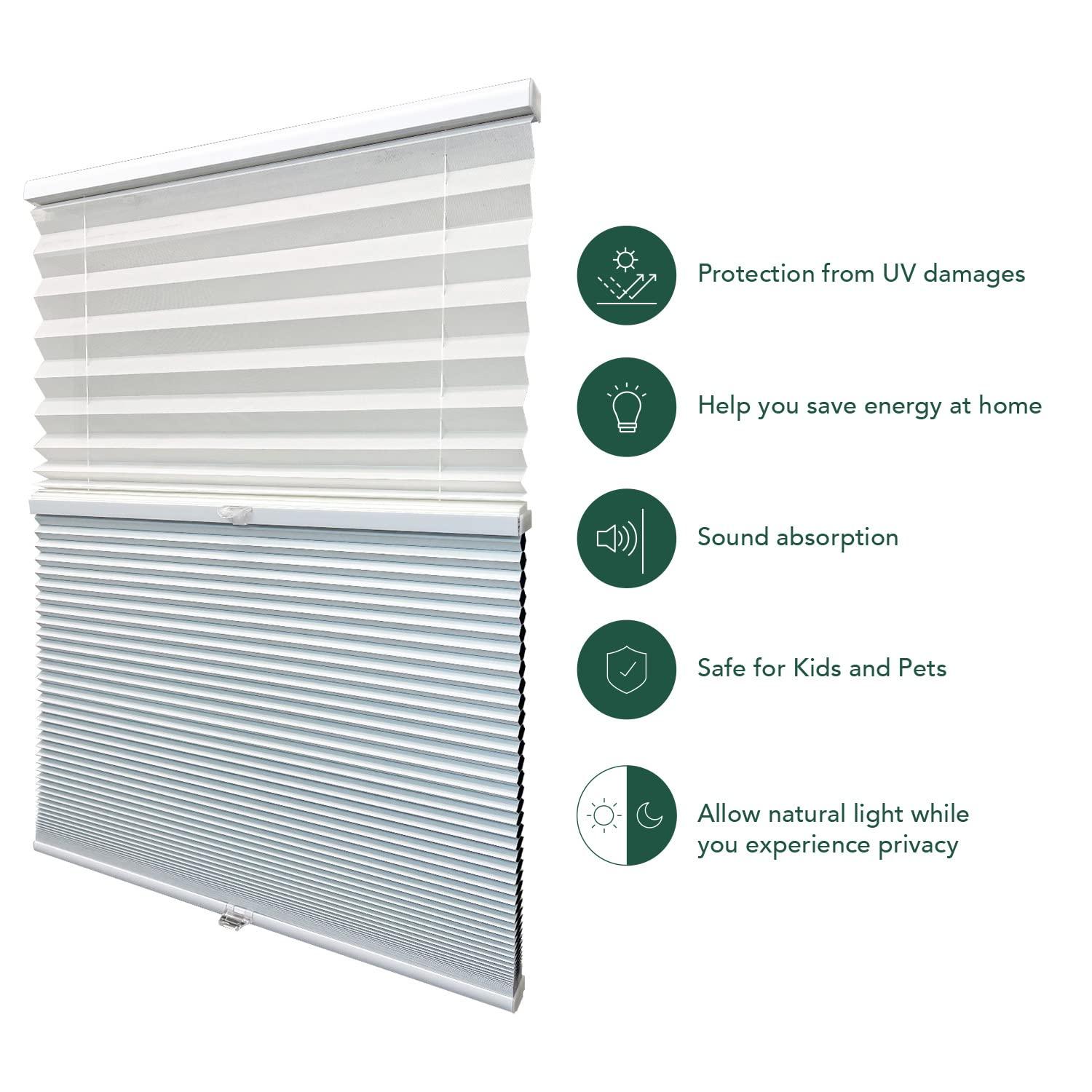 CHICOLOGY CHICOLOGY Cellular Shades, Day and Night Shades, Custom Blinds for Windows, Window Shades for Home, Blackout Shades, Window Coverings, Cellular Blinds, Snowfall (Blackout + Privacy), 60" W x 72" H