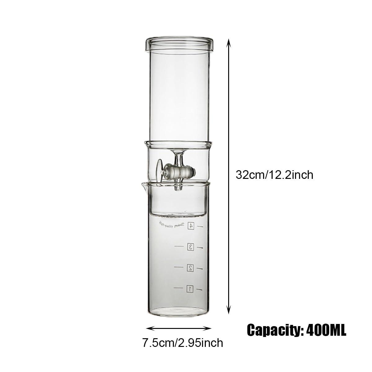 RUIFAR Cold Brew Coffee Maker Tower 400ml/13.5oz Glass Slow Drip Coffee Maker with Adjustable Dripper, Ice Drip Coffee Pot for Home, Cafe, Office, Gift for Coffee Lovers (400ml/13.5oz Cold Brew Coffee Maker)