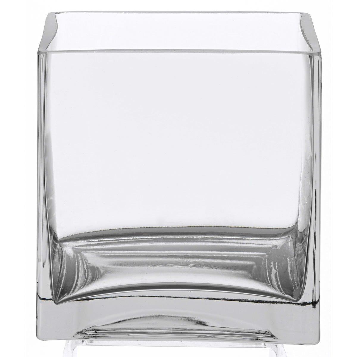 WGVI WGV 6" Square Glass Vase - 6" Clear Cube Centerpiece - 6x6x6 Candleholder